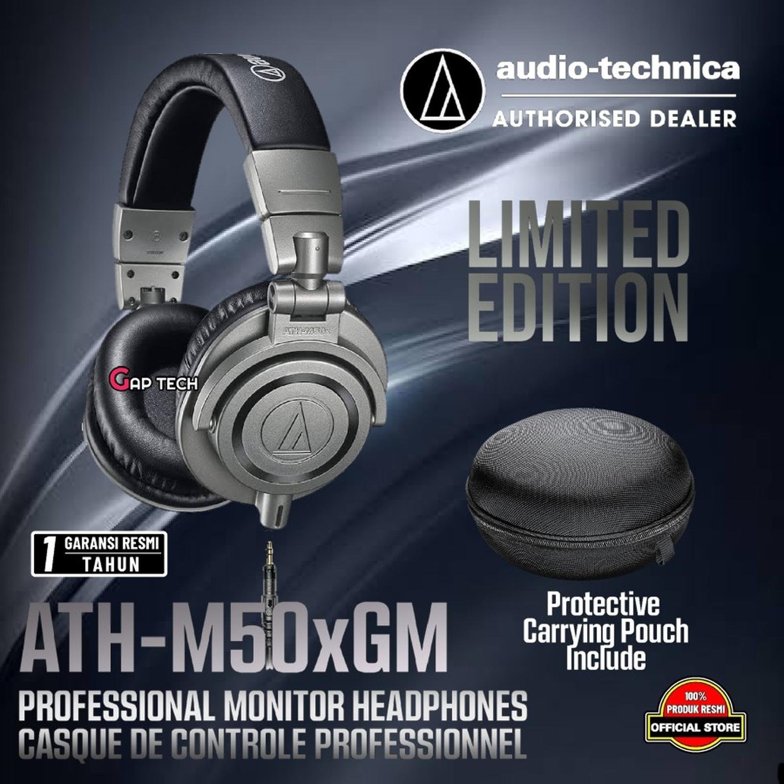 Audio Technica ATH M50x GM / ATH-M50xGM / ATH M50xGM / ATH M50 x GM (Gun Metal) Professional Monitor / Monitoring Headphones Original