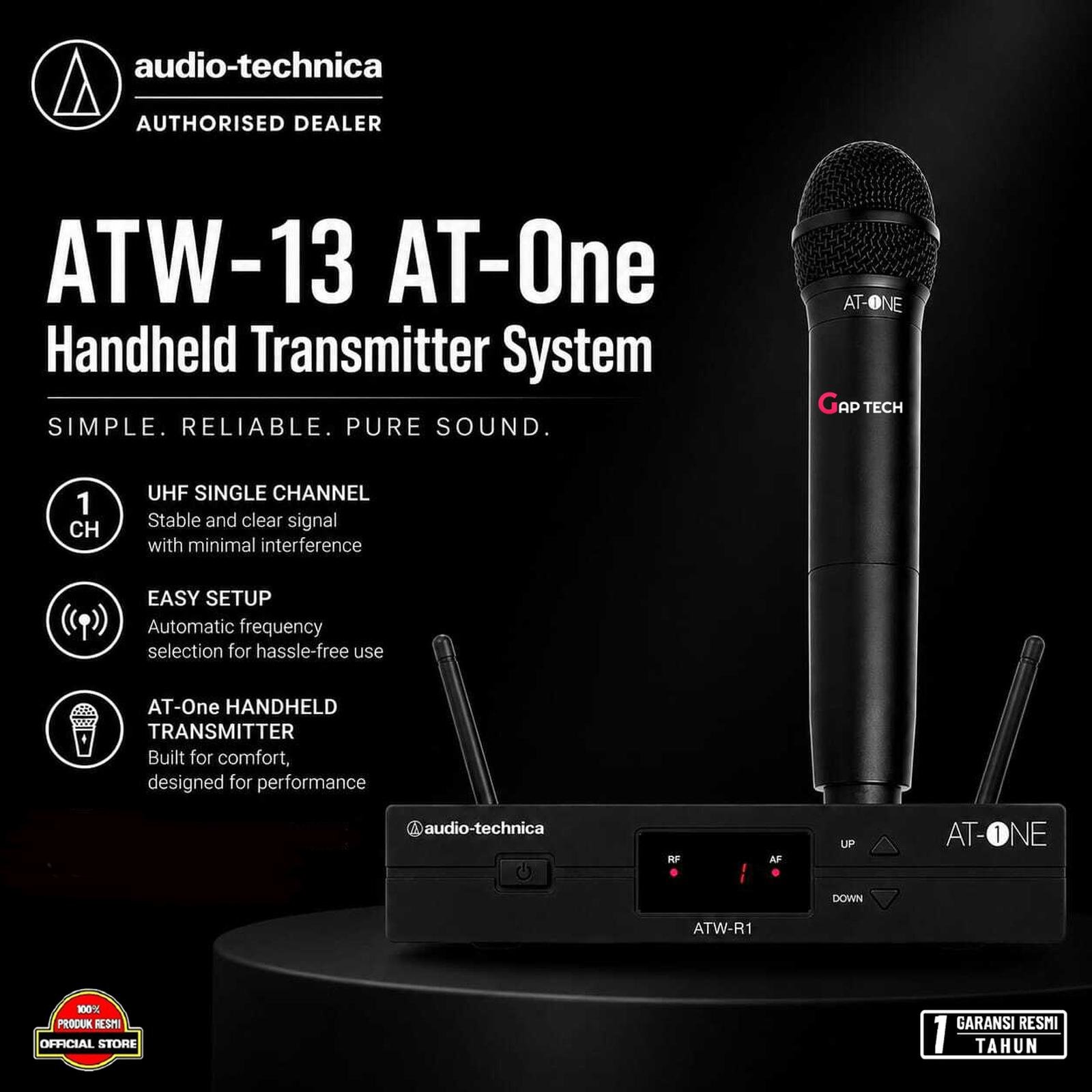 Audio Technica AT-ONE ATW-13 UHF Wireless System Mic Wireless Original