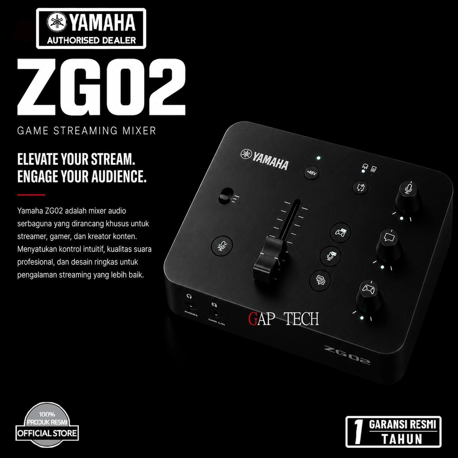 Yamaha ZG02 / ZG 02 YG2 YG 2 Compact Gaming Mixer for Voice Chat and Game Streaming Original