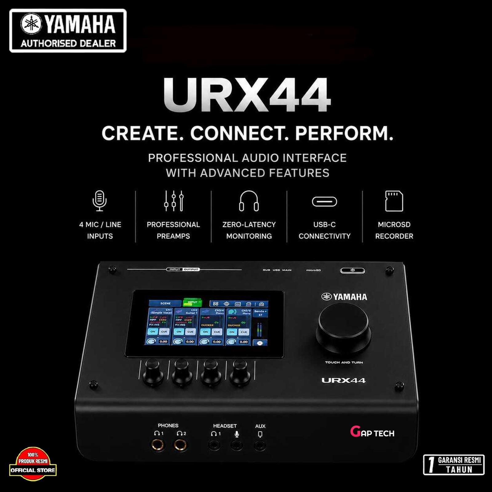 Yamaha URX44 / URX 44 Audio Interface 6 in 4 Out Sound Card With Touchscreen Original