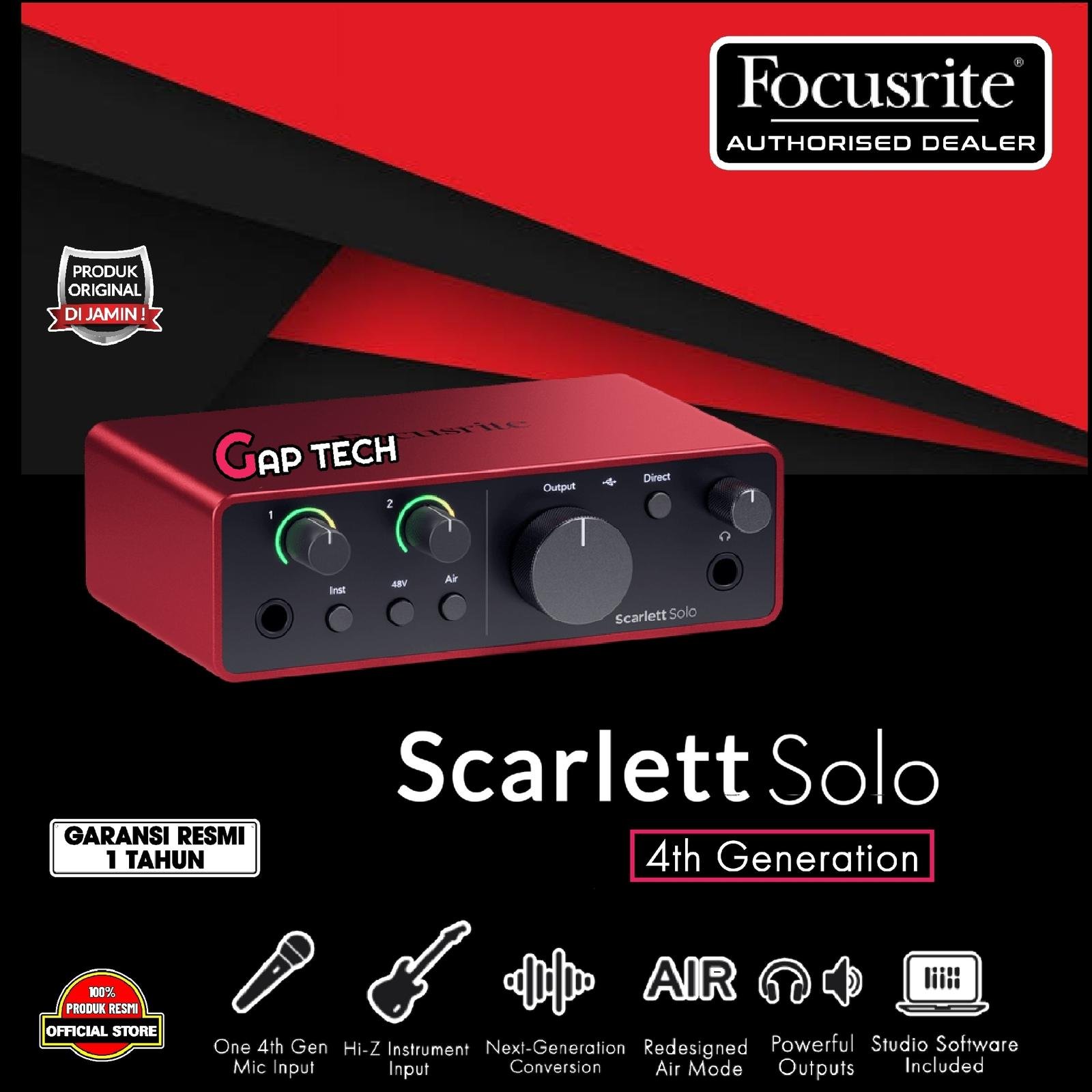 Focusrite Scarlett Solo 4th Gen / Gen 4 USB Audio Interface /Soundcard Original