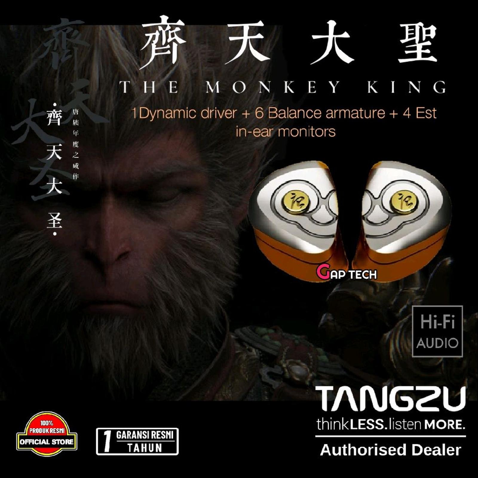 Tangzu The King Wukong / Wu Kong / Monkey King 1DD+6BA+4EST In-Ear Monitors Earphone / IEM Original