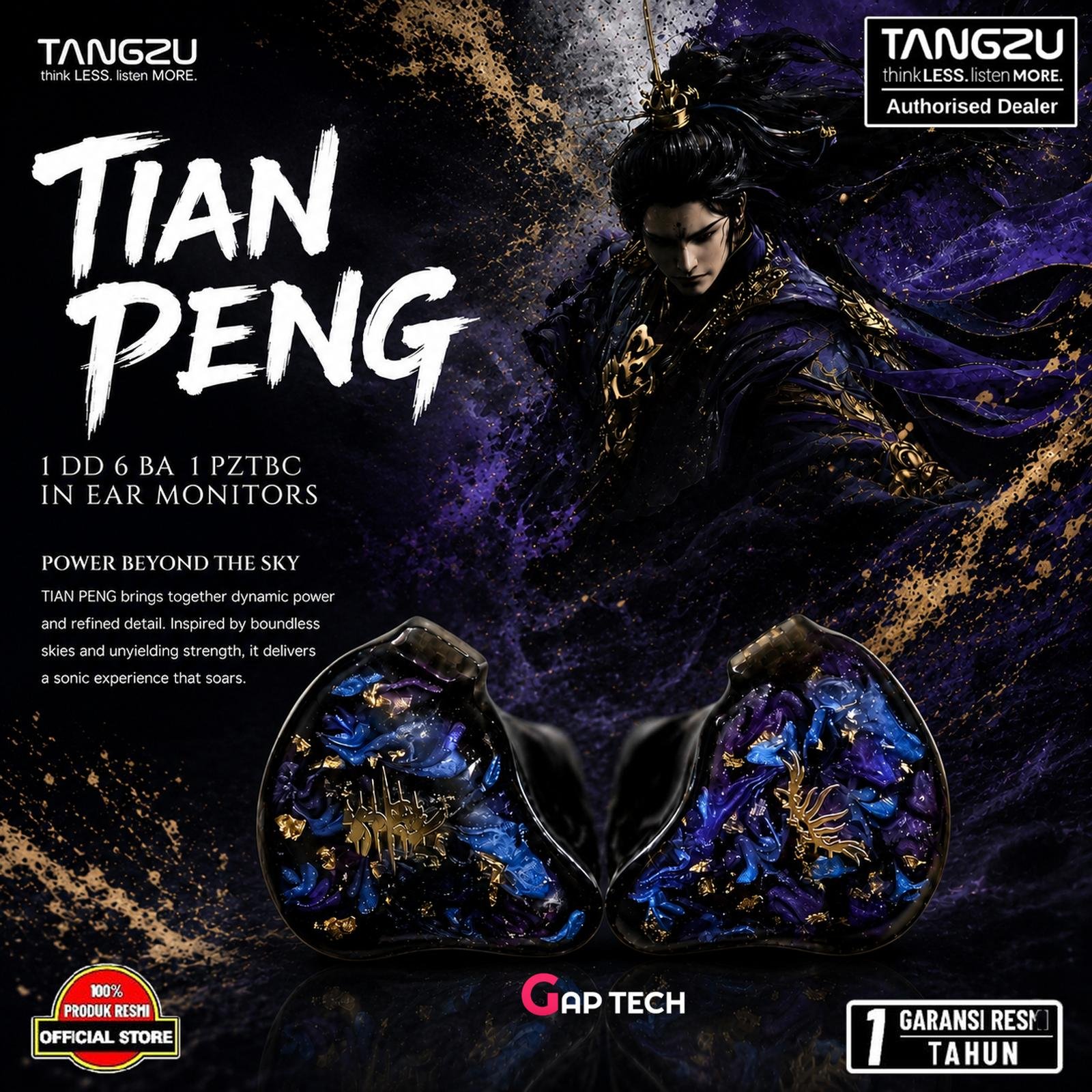 Tangzu Tian Peng 1DD+6BA+1Bone Conductor In Ear Monitor Earphone Original
