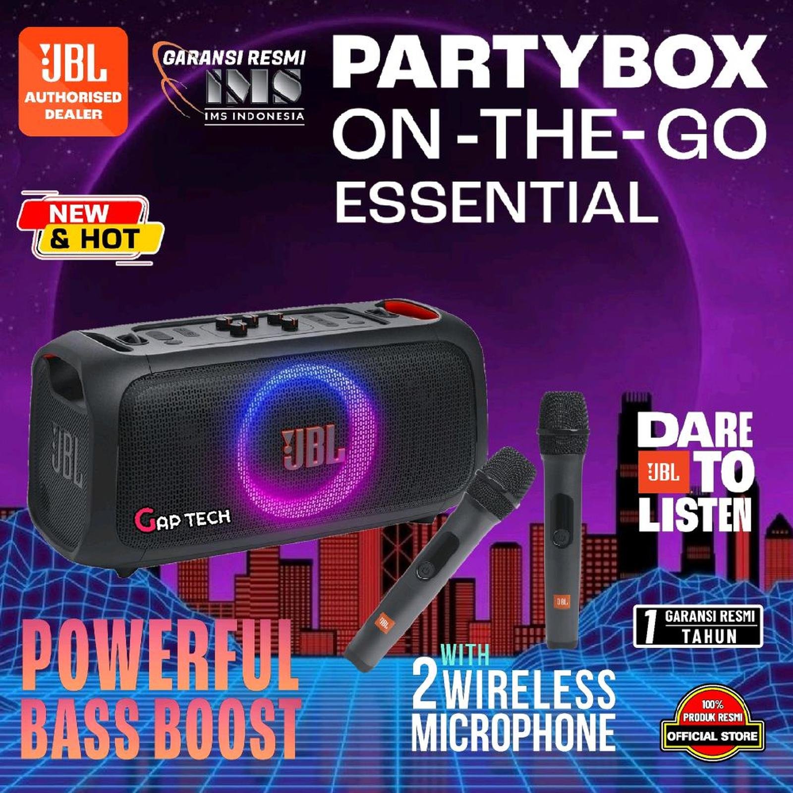 JBL Partybox On The Go Essential / On-The-Go Essential / OTG Essential Portable Party Speaker with Wireless Microphone Original