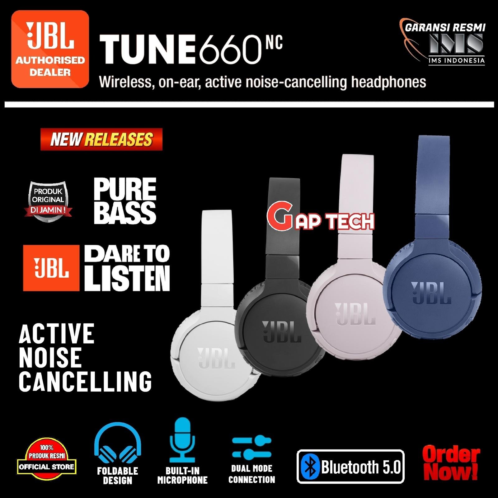 JBL Tune 660NC / T660NC / T 660NC Wireless On-Ear Active NC Headphone Original