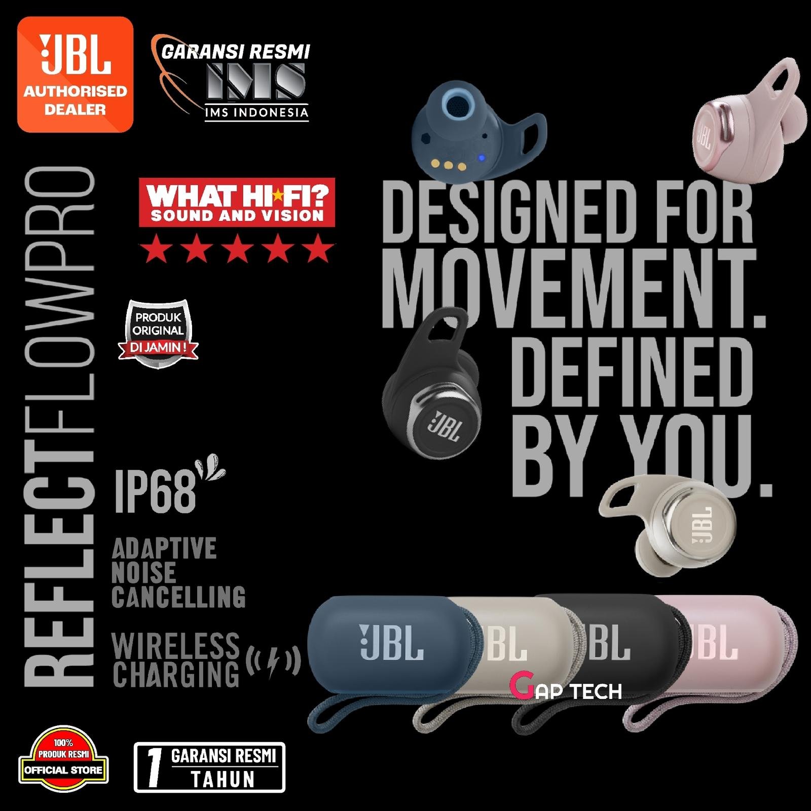 JBL Reflect Flow Pro Waterproof True Wireless ANC Sport Earbuds TWS Original
