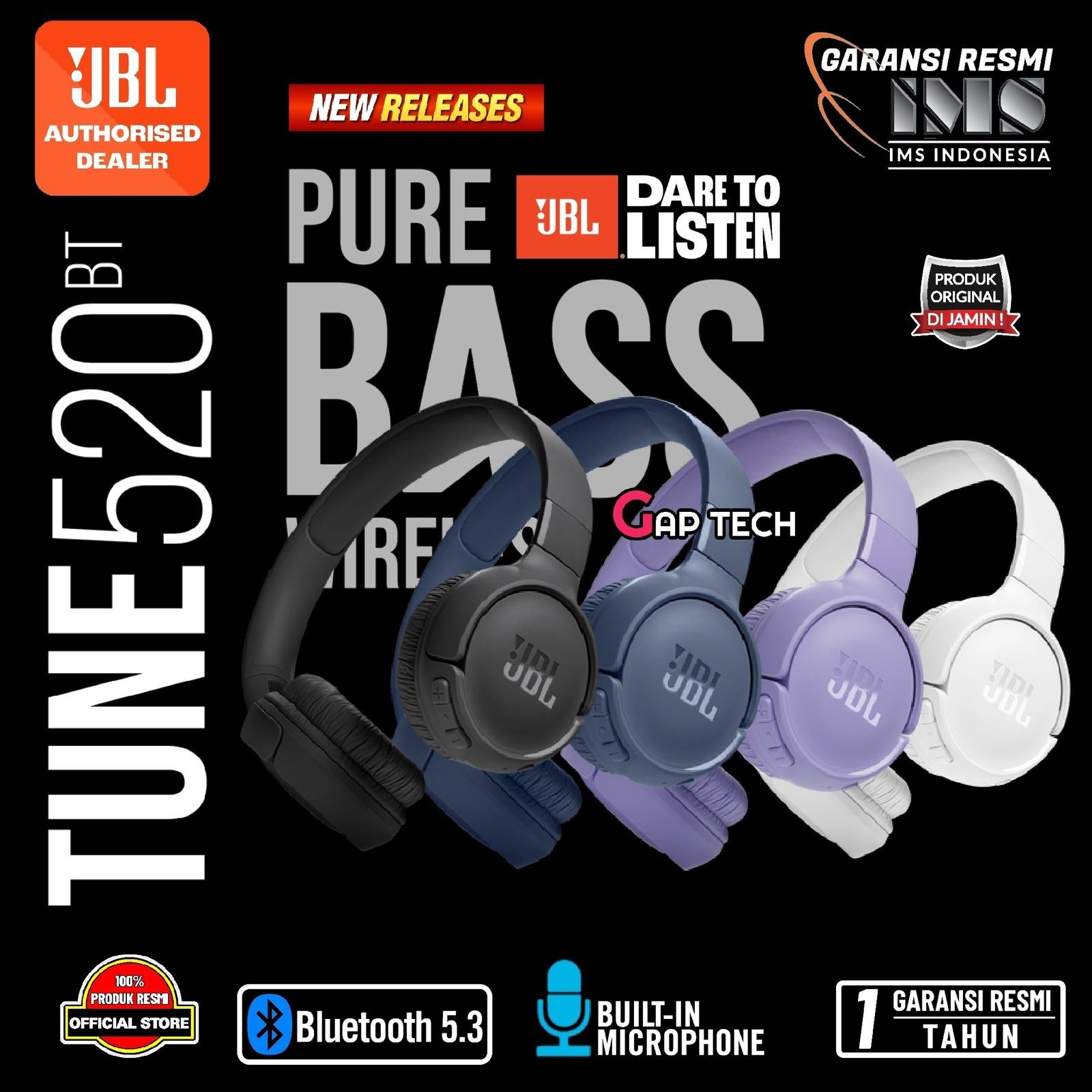 JBL T520BT / T 520BT / T 520 BT / Tune 520BT / Tune520BT Successor T510BT / Tune 510BT Pure Bass Wireless On-Ear Headphones Original