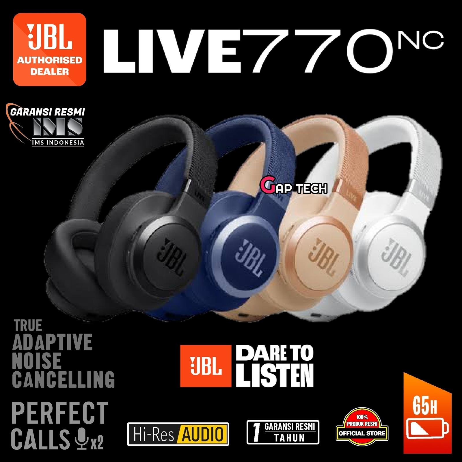 JBL Live 770 NC / Live 770NC / Live770NC Wireless Over-Ear Headphones with True Adaptive Noise Cancelling Original