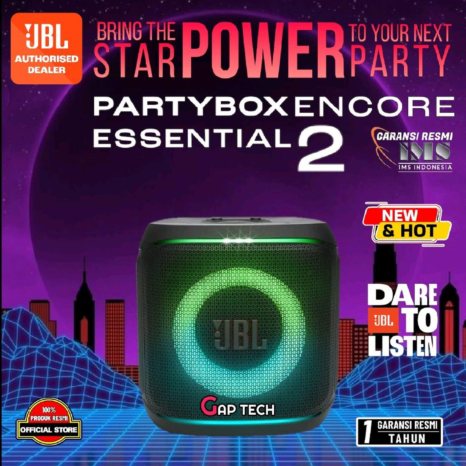 JBL Partybox Encore Essential 2 / Encore Essential2 / Gen 2 - Portable Party Speaker with Powerful 100W Sound and Built-in Dynamic Light Show Original