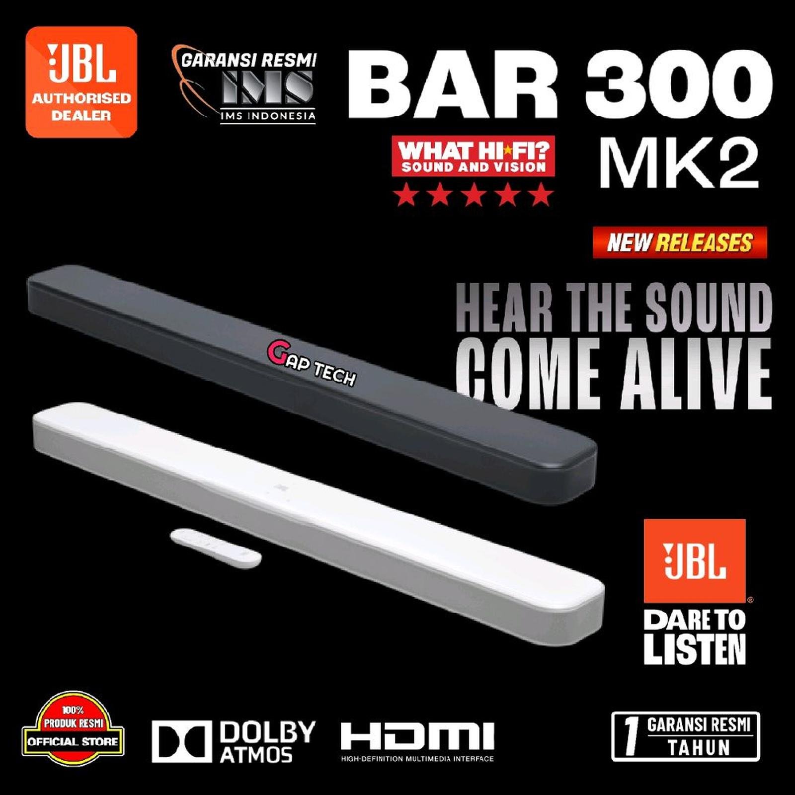 JBL Bar 300 Mk2 / Bar300Mk2 / Bar 300Mk2 - 5.0 Channel All-in-One Soundbar with Dolby Atmos Soundbar Original