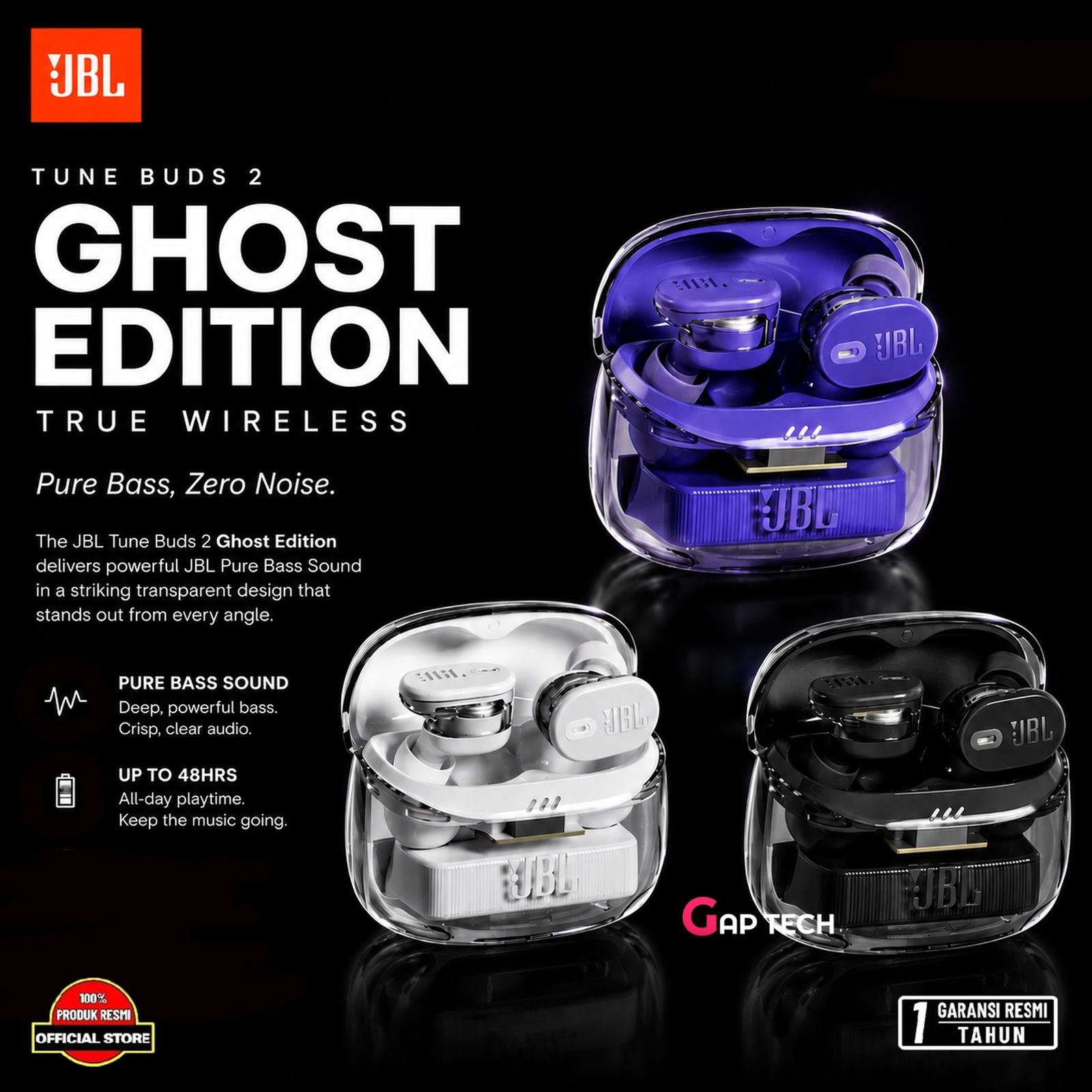 JBL Tune Buds 2 (Ghost Edition) True Wireless Bluetooth TWS Earbuds Earphones Original