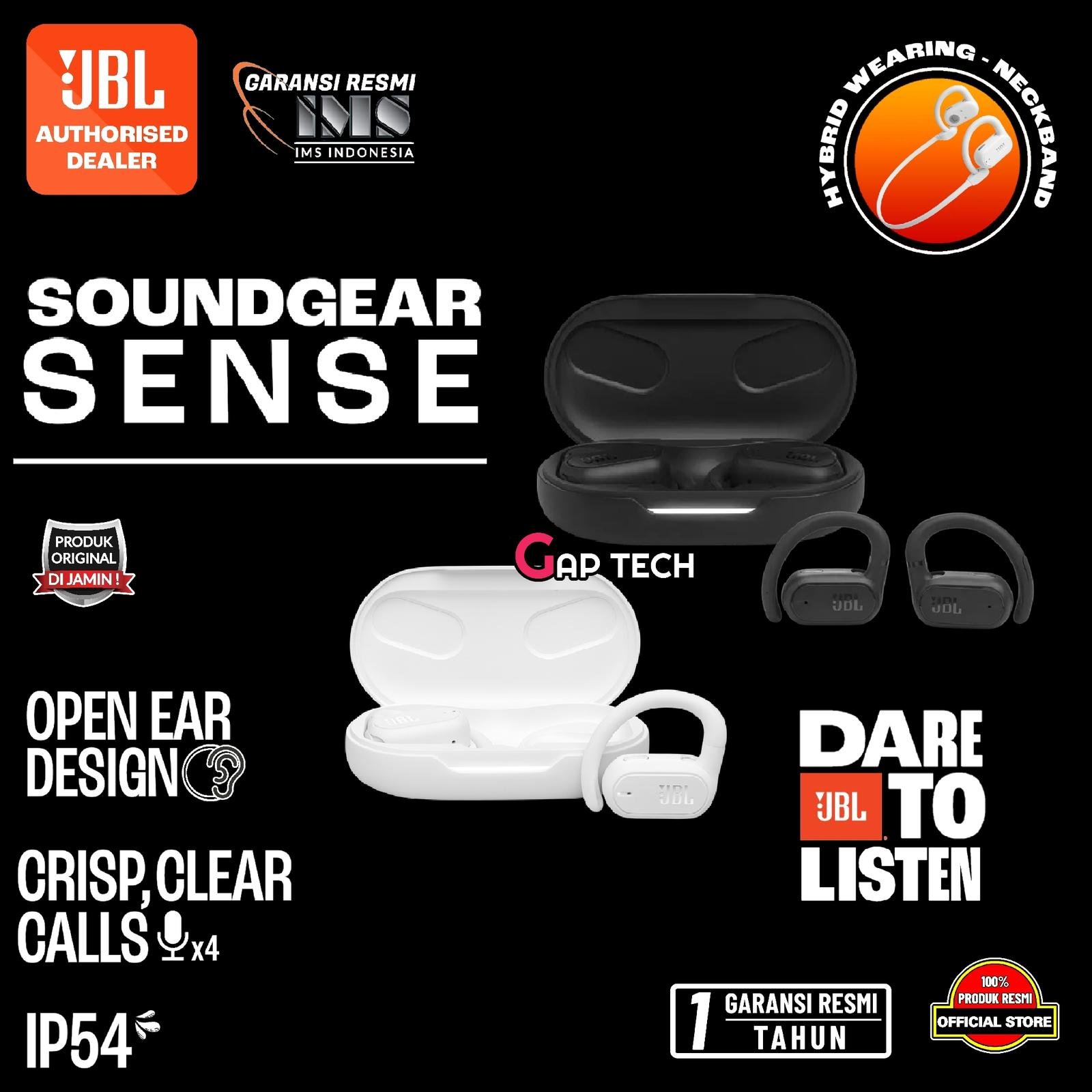 JBL Soundgear Sense True Wireless Hybrid Open-Ear Headphones TWS Original