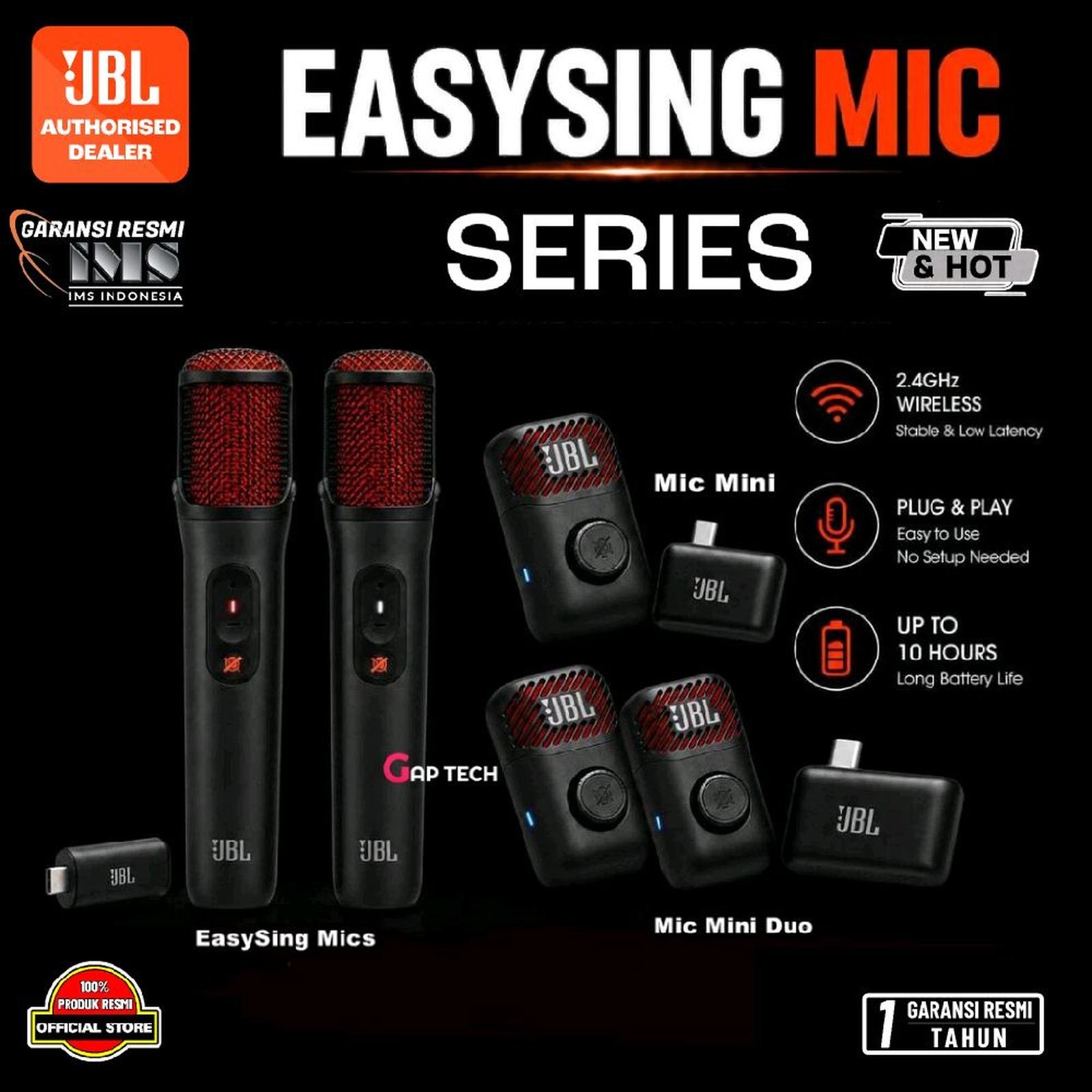 JBL EasySing / Easy Sing Mics Series / EasySing Mic / EasySing Mic Mini / EasySing Mic Mini Duo - Microphone Wireless With Type-C for JBL Speaker Partybox Series Original
