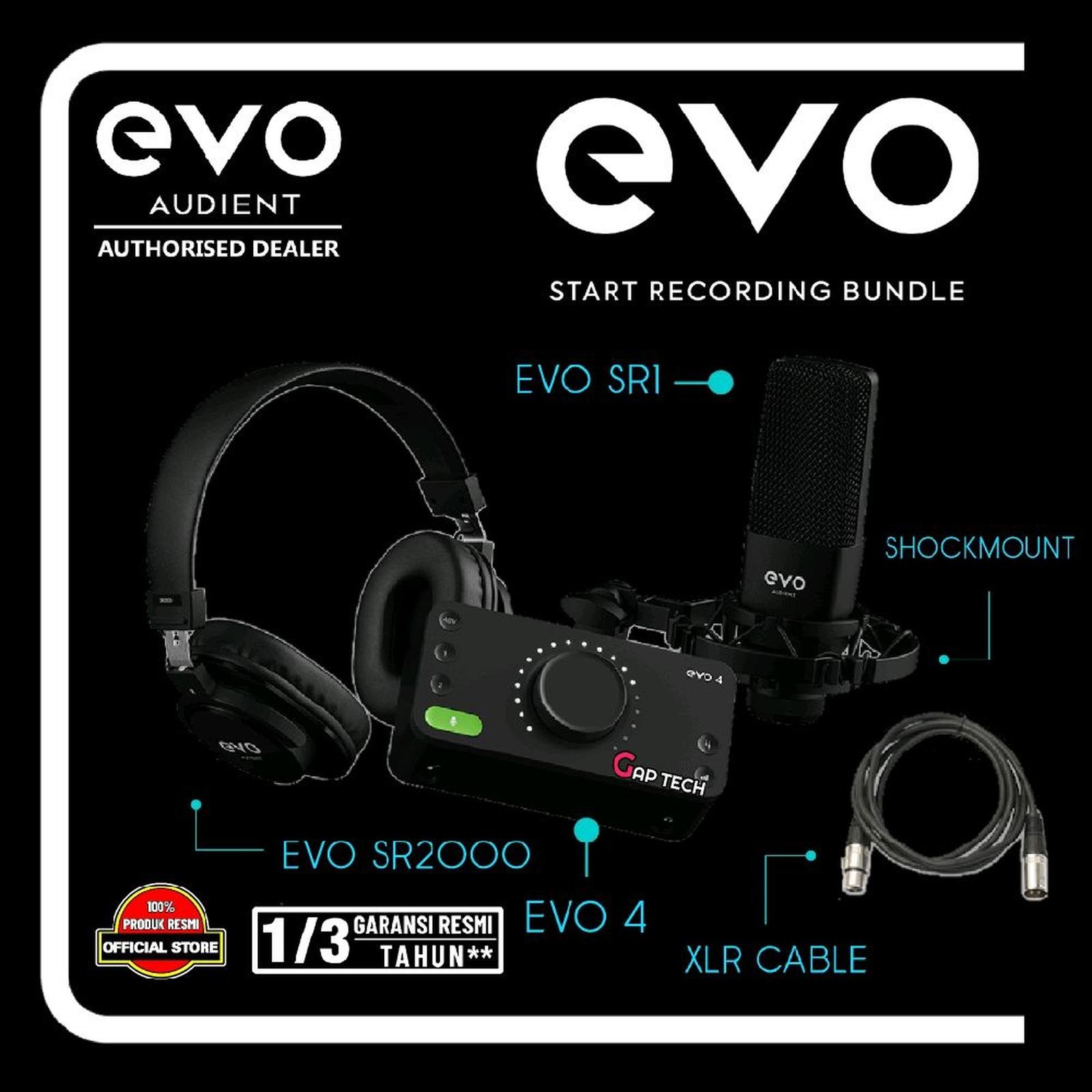 Audient Evo Start Recording Bundle / Evo SRB - Evo 4 | Evo SR1 | Evo SR2000 | Shockmount | XLR Cable | Audio Interface / Soundcard Original