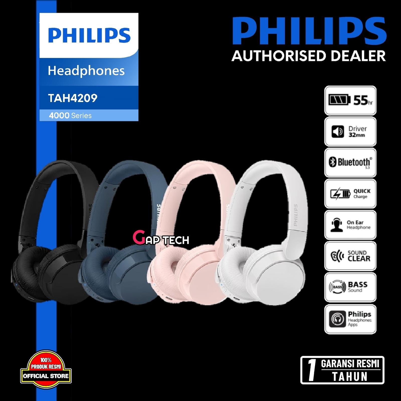 Philips TAH4209 / TAH-4209 / TAH 4209 Lightweight On-ear Wireless Headphones Original