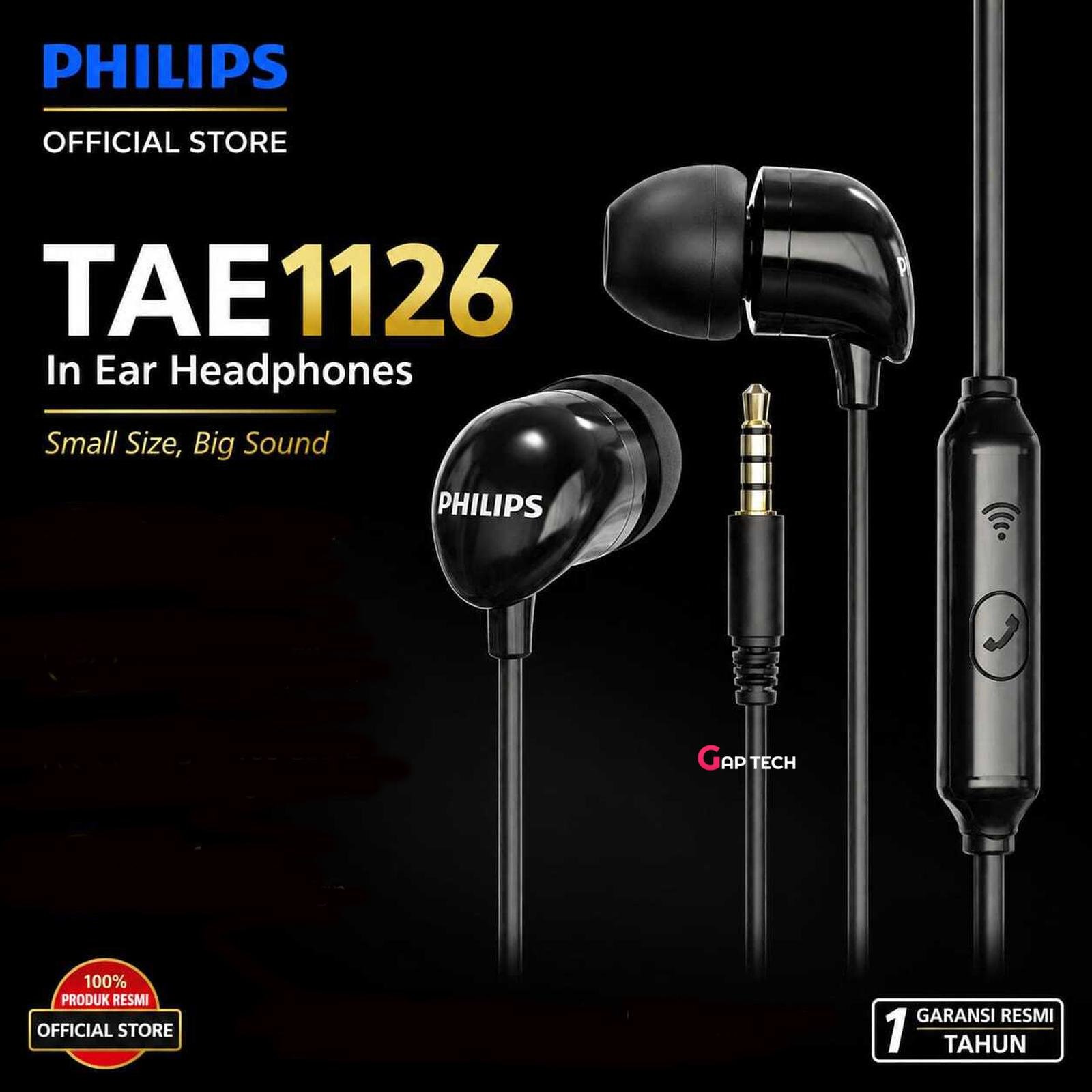 Philips TAE1126BK TAE1126 TAE 1126 BK In ear Wired Headphones with Mic Original