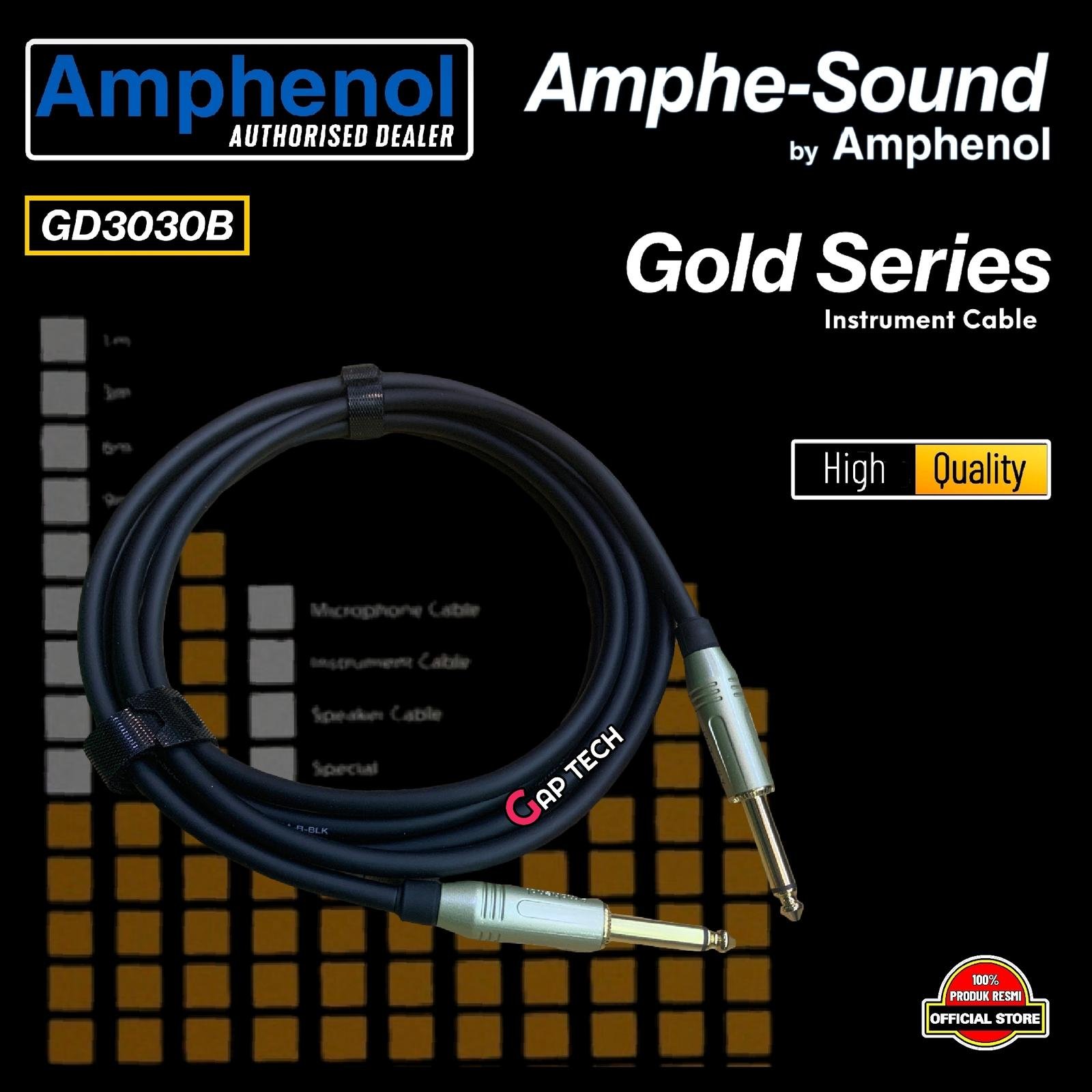 Amphenol Amphe Sound / Amphe-Sound / AmpheSound Instrument Cable with Gold Plated Cable Original