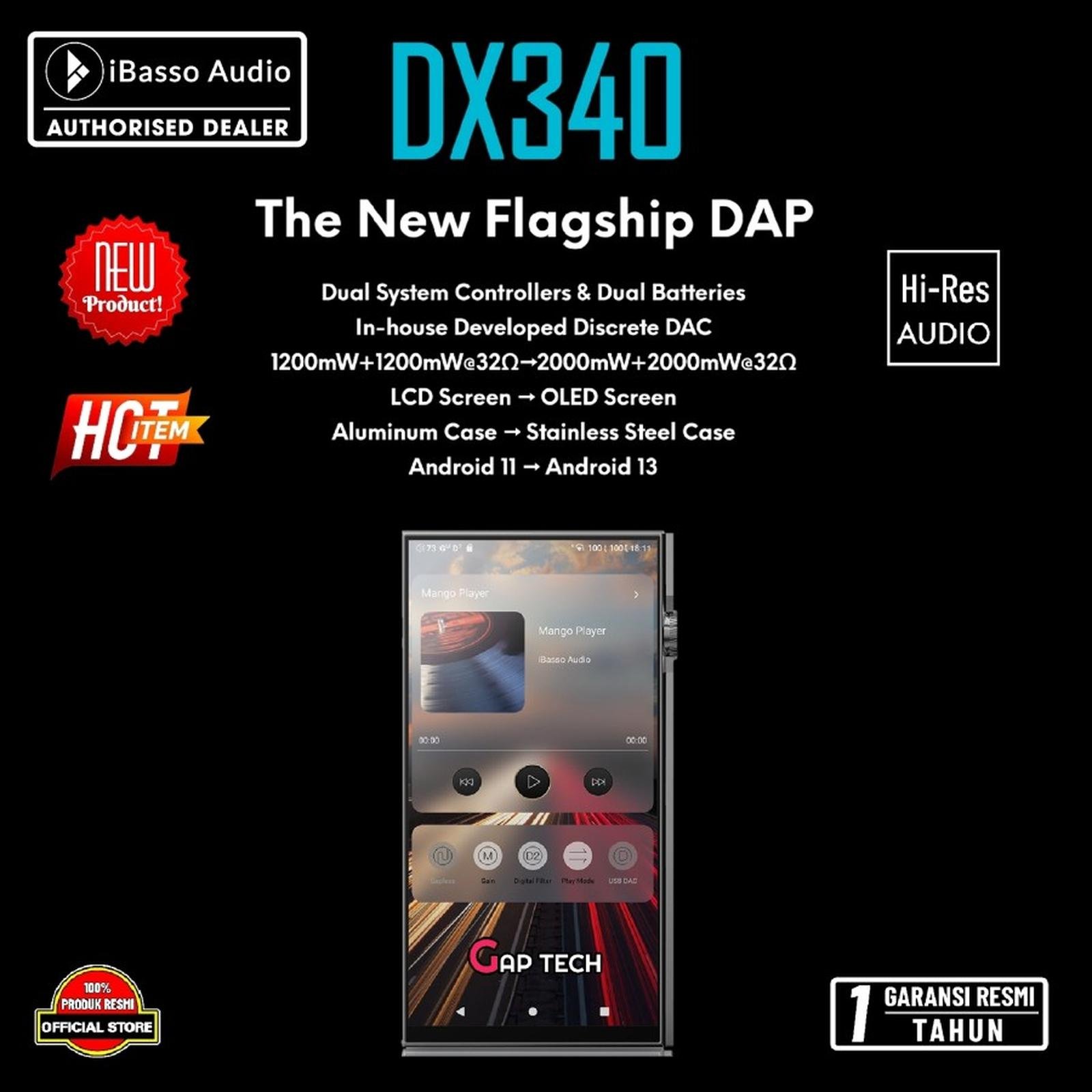 iBasso DX340 / DX 340 The New Flagship High Resolution Digital Audio Player with 1-bit DAC ROHM DAP Original