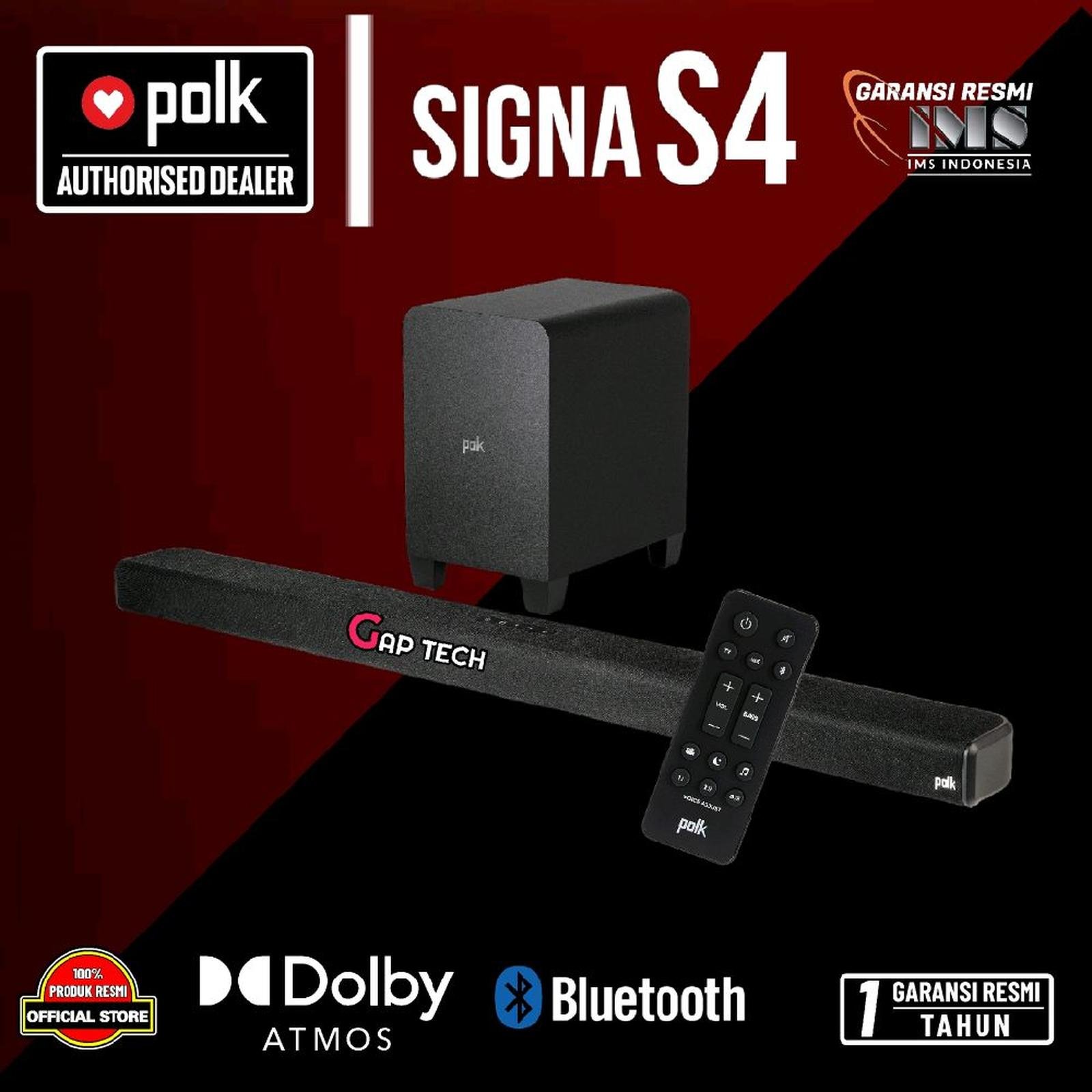 Polk Audio Signa S4 / S 4 Dolby Atmos 3.1.2 Sound Bar / Soundbar with Wireless Subwoofer Original