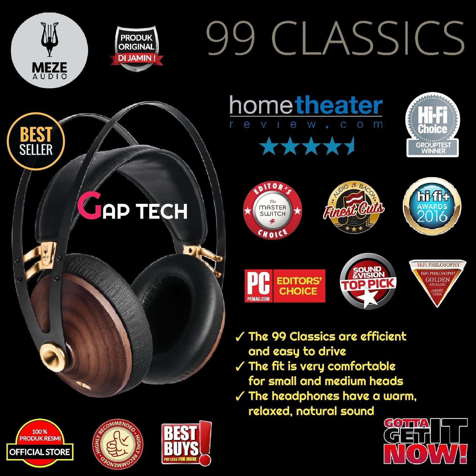 Meze 99 Classics / 99 Classic Hi-Fi Over-Ear Wood Headphones Original