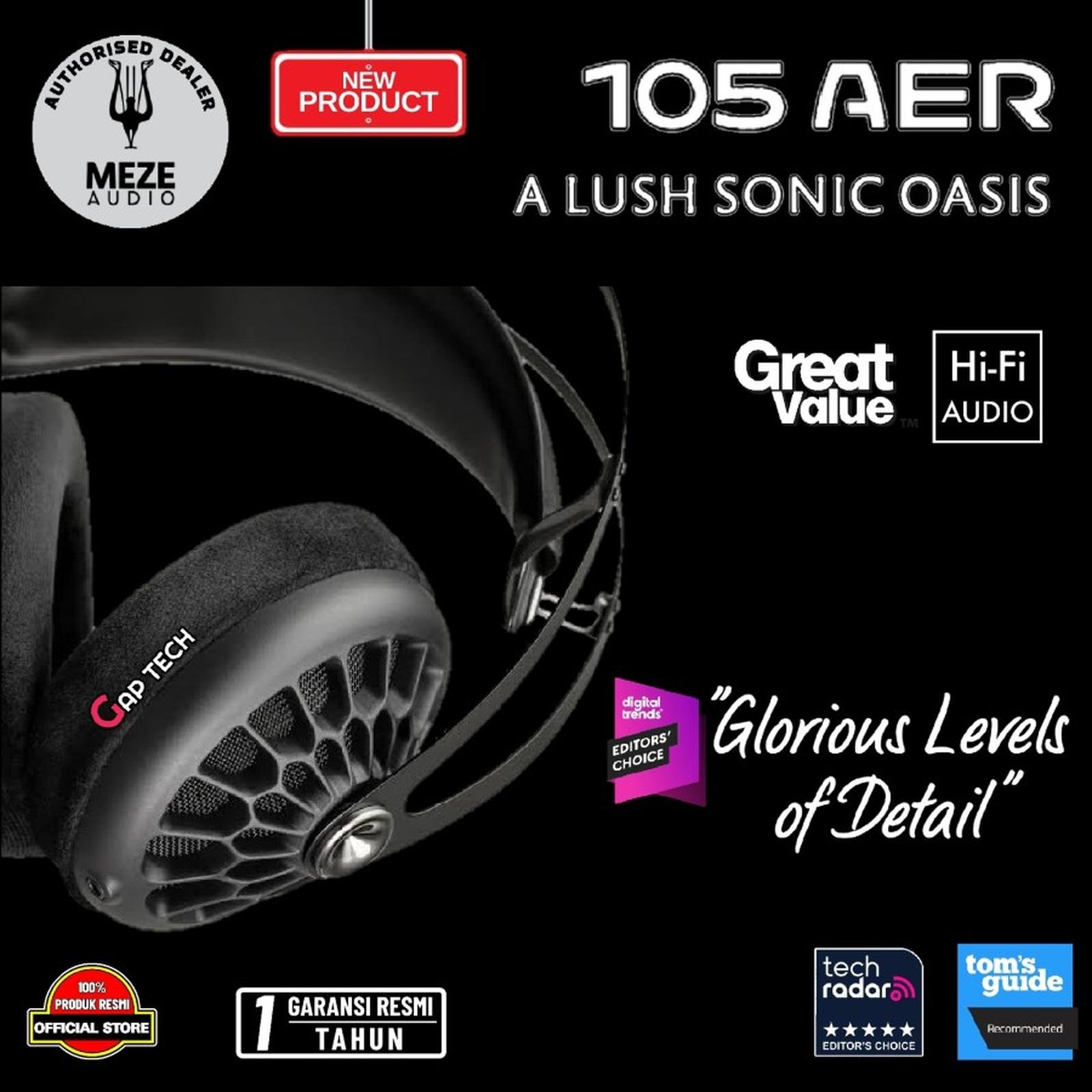 Meze Audio 105 AER / 105AER 50mm Wired Over Ear Audiophile Open-Back Headphones Original