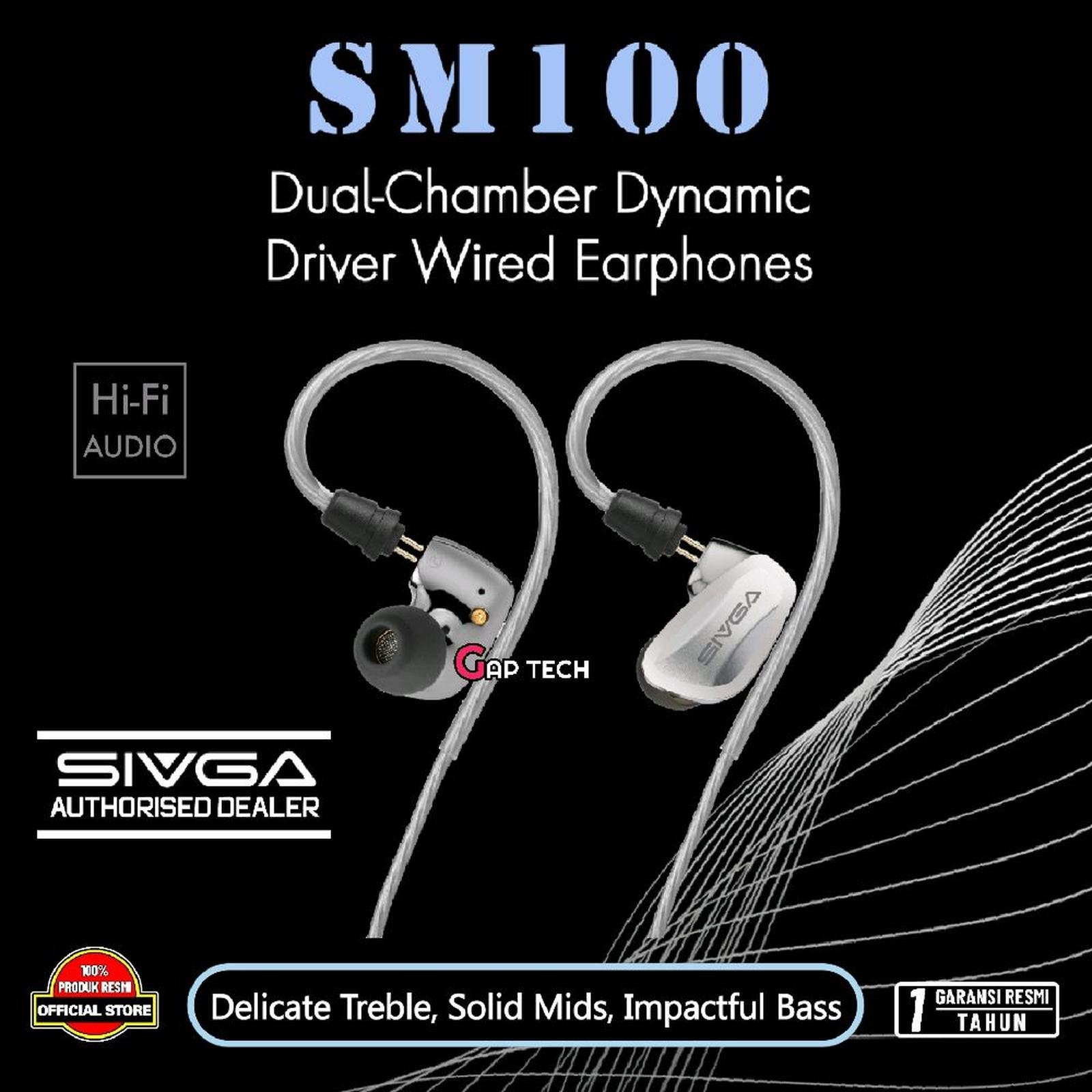 SIVGA SM100 / SM-100 / SM 100 10mm Dual-Chamber Dynamic Driver In-Ear Monitor Earphone with Microphone / IEM Original