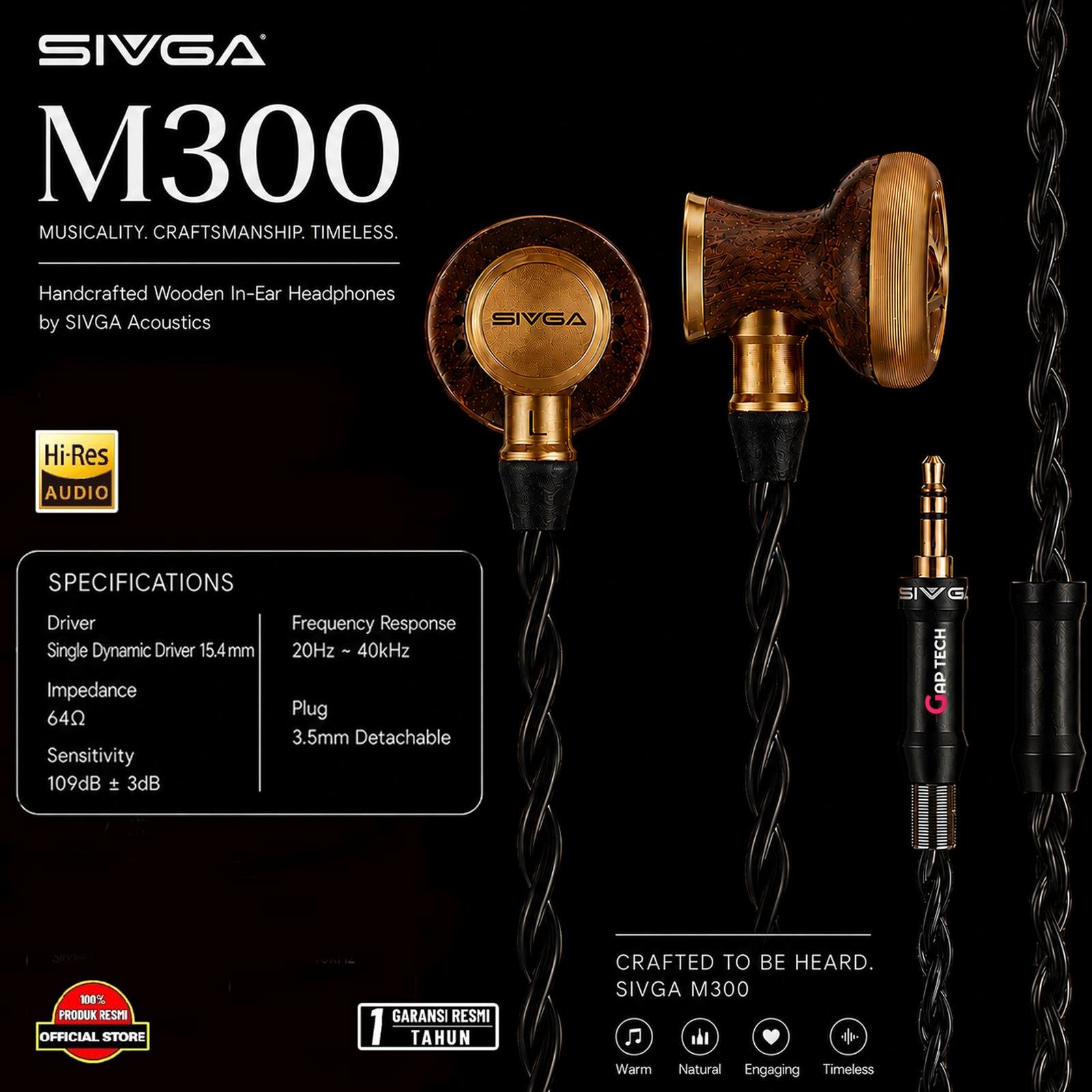 SIVGA M300 dynamic driver HiFi Wired Earbuds Earphone Headset Original