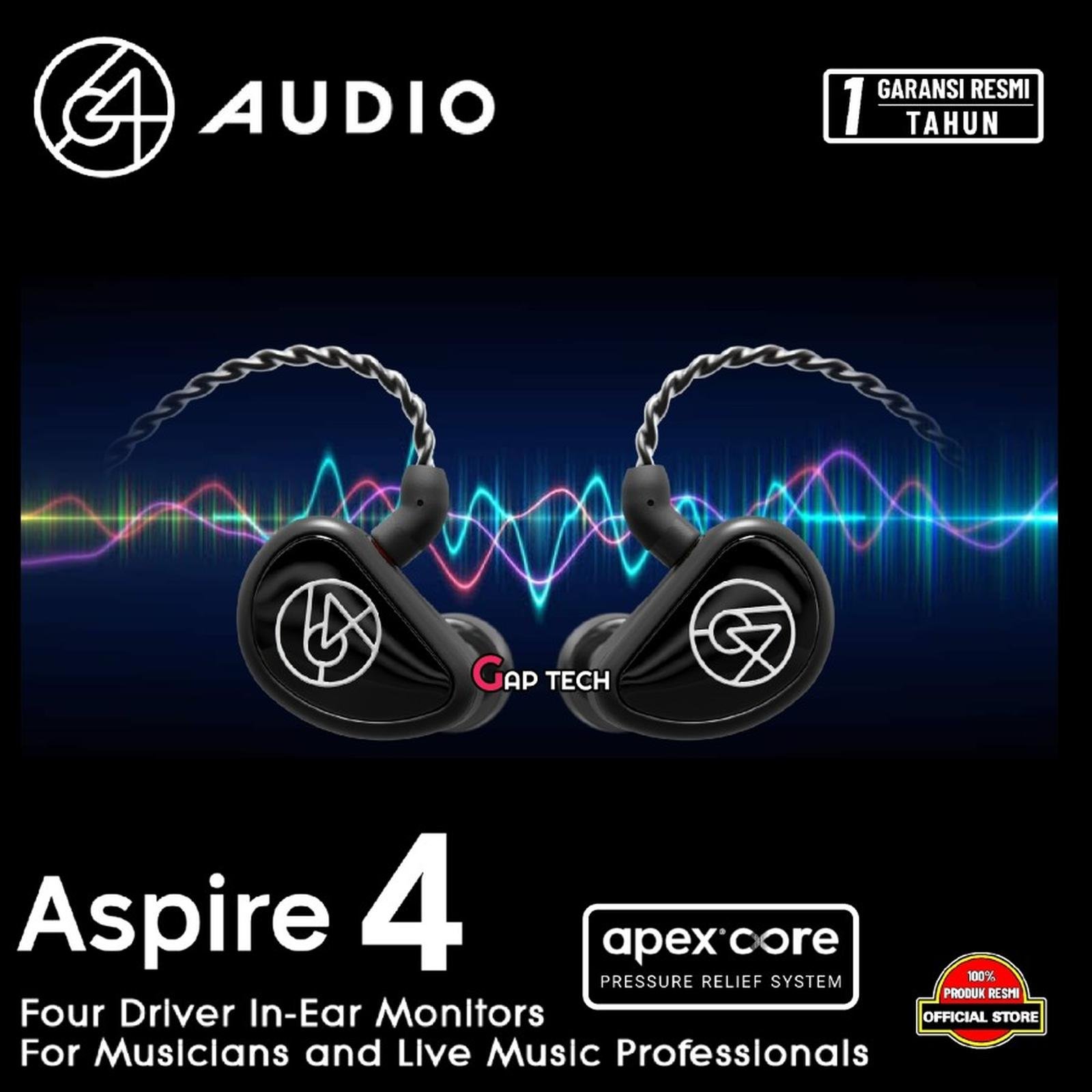 64 Audio Aspire 4 / Aspire4 Four Driver In-Ear Monitors Earphone For Musicians and Live Music Professionals / iem Original