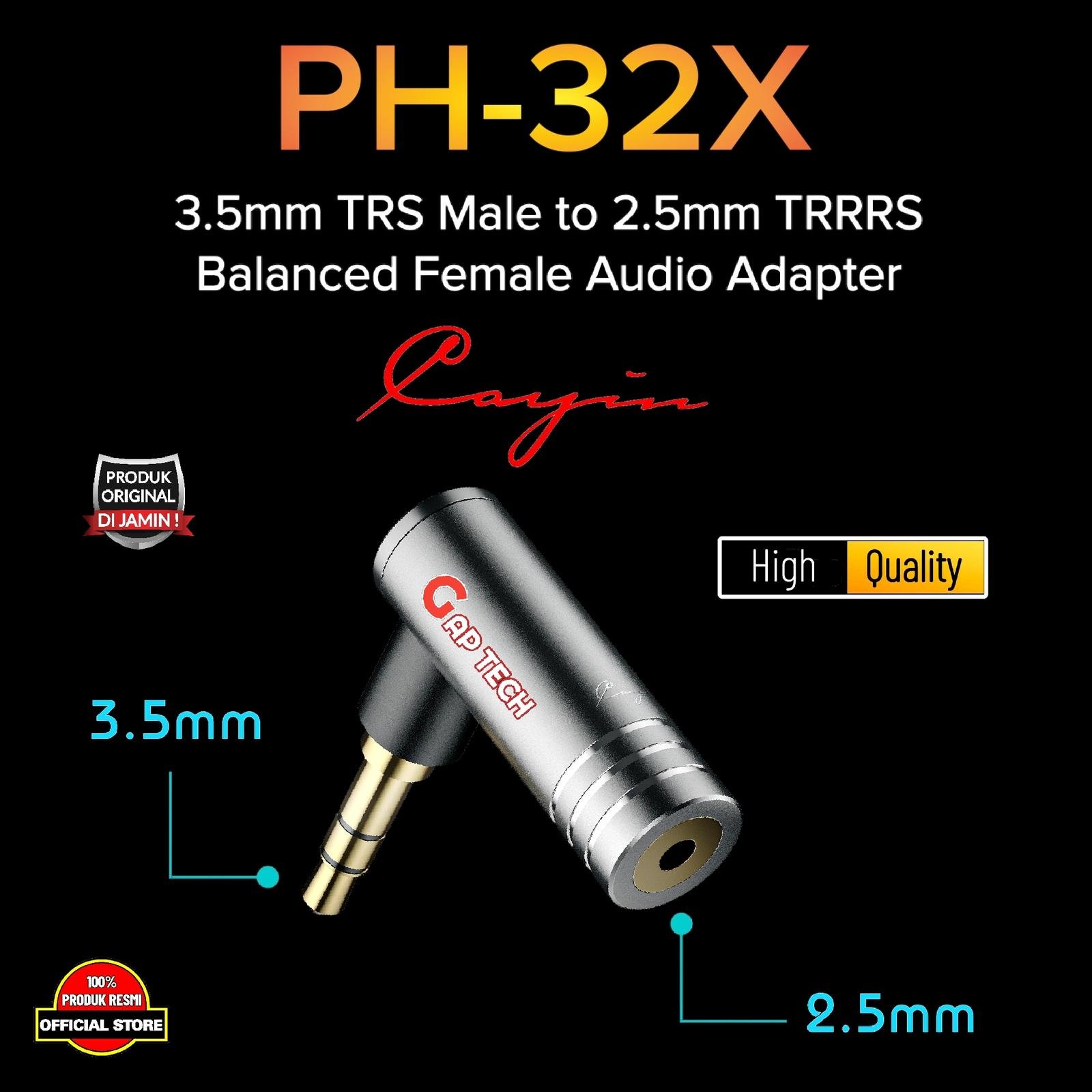 Cayin PH 32X / PH32X 3.5mm TRS Male to 2.5mm TRRRS Female Adapter Original