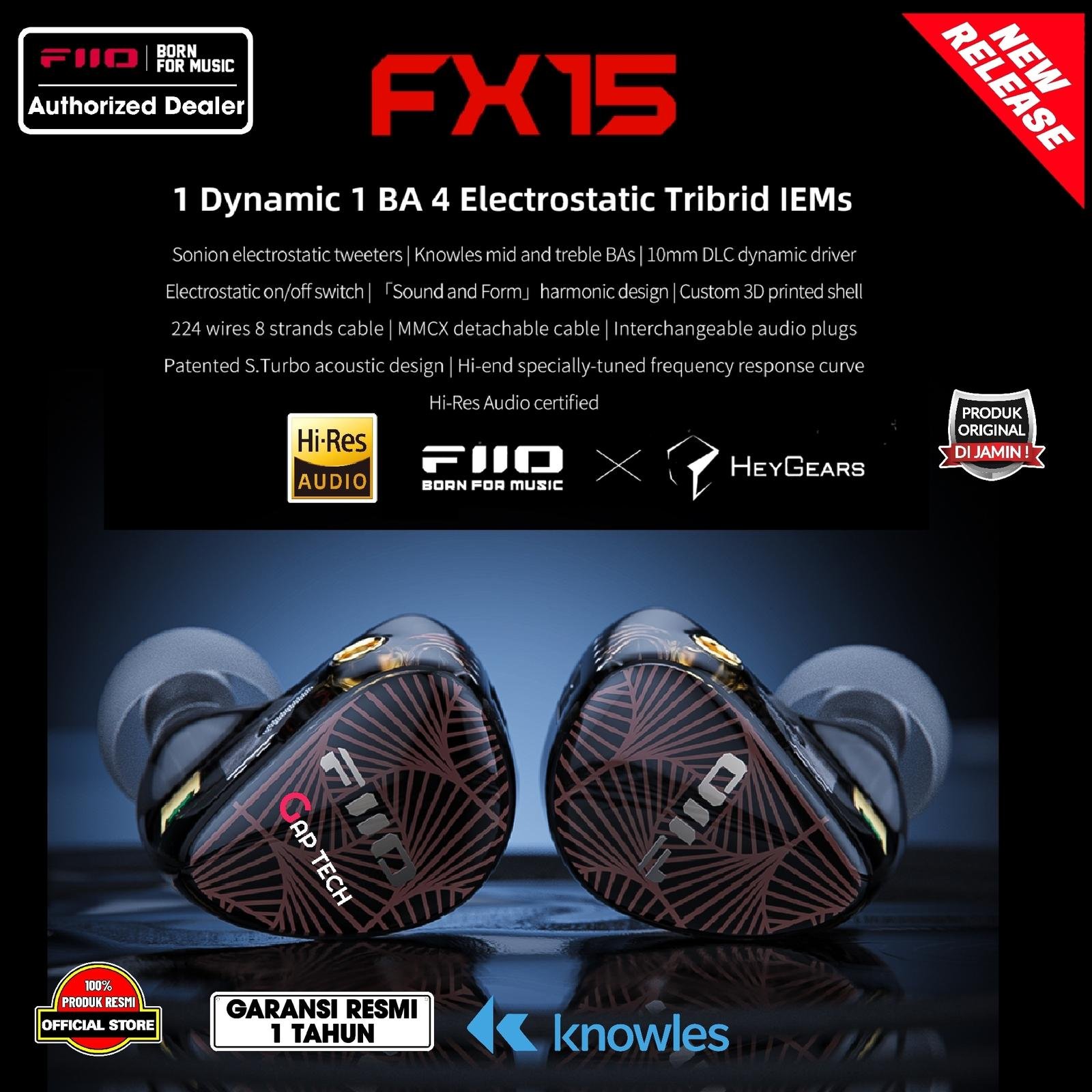 FiiO FX15 4 Electrostatic + 1DD + 1BA Hybrid In-Ear Monitors / iem Original