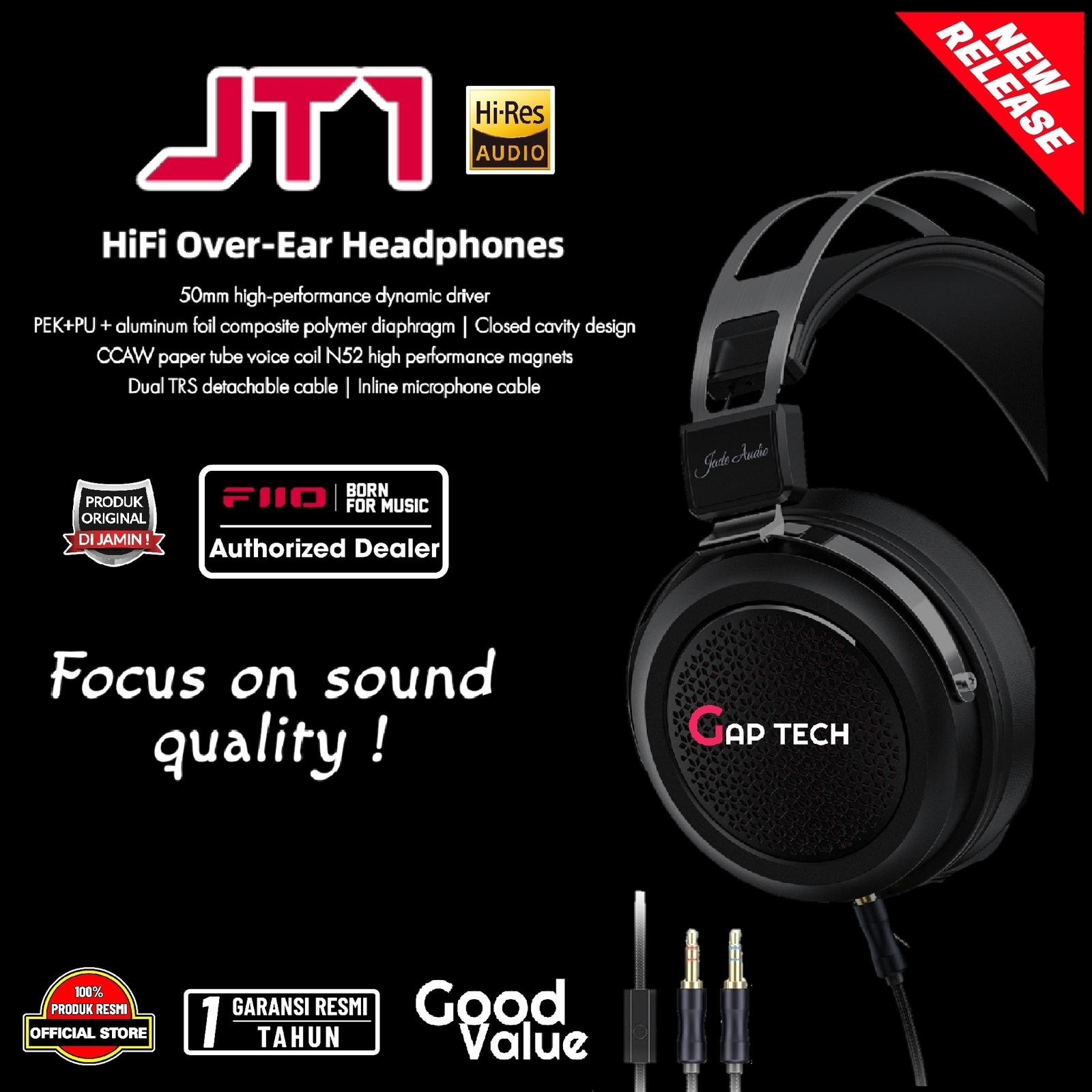 Fiio JT1 / JT 1 Hi-Fi 50mm Diaphragms Over-Ear Headphones with Mic Original
