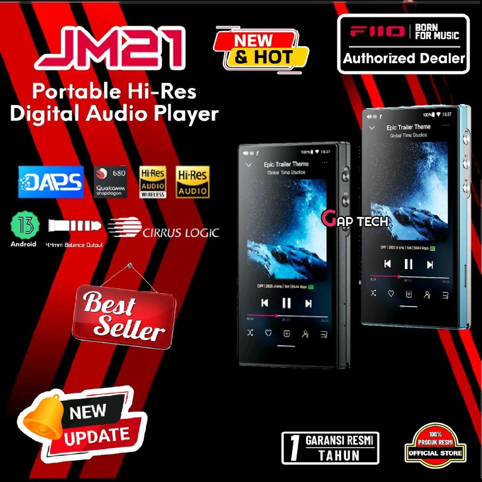 FiiO JM21 / JM 21 / JM-21 Dual CS43198 Portable Hi-Res Lossless Music Player with Android 13 and Snapdragon 680 Original