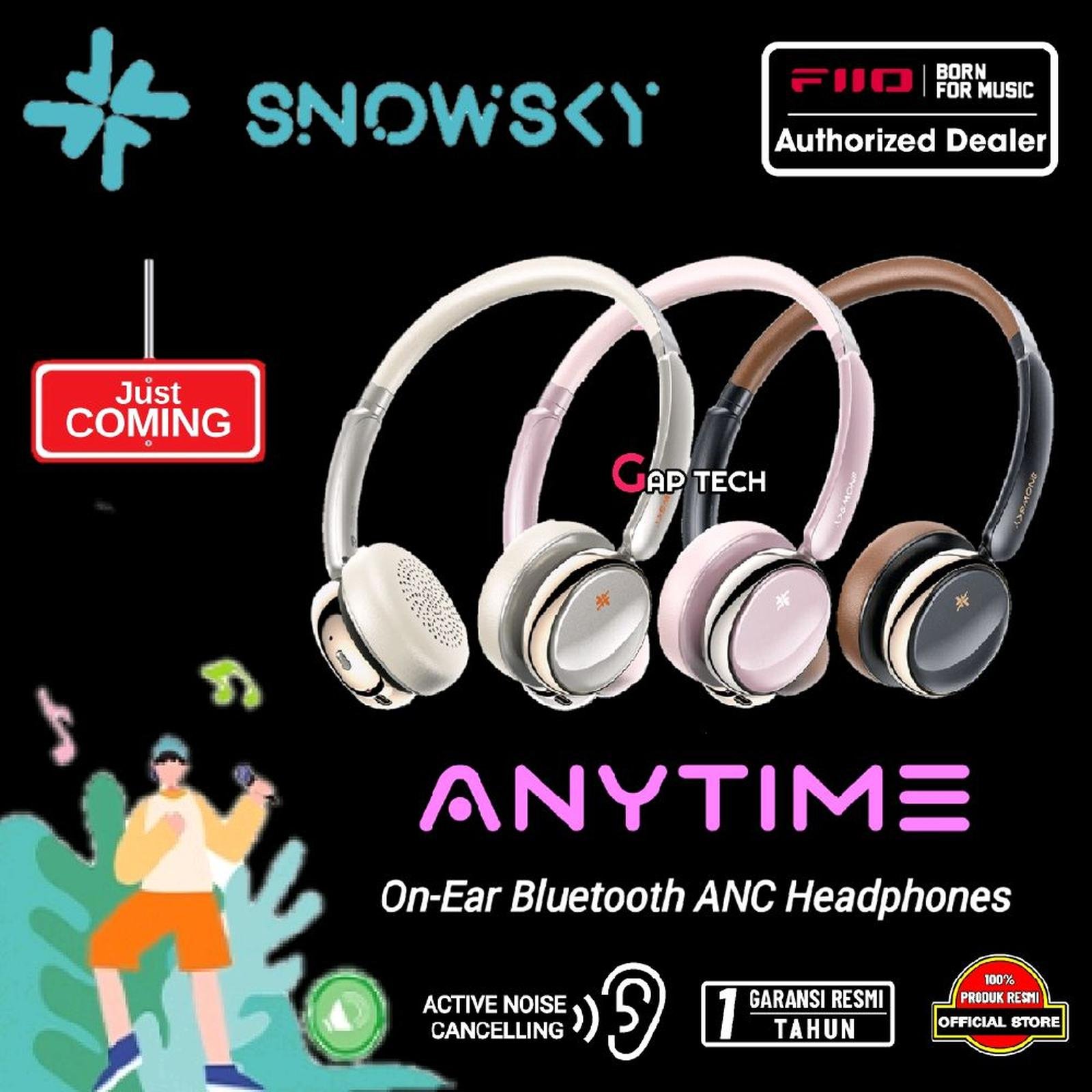 Fiio Snowsky Anytime / Any Time On-Ear Bluetooth Active Noise Cancelling ANC Headphones Original