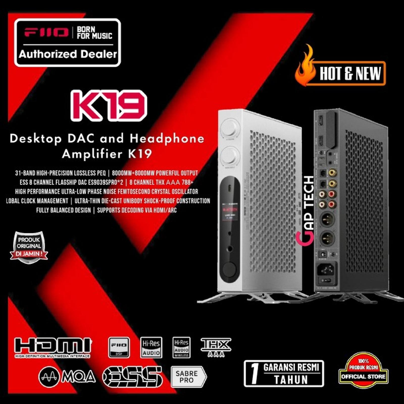 Fiio K19 / K 19 Hi-Res Desktop DAC and Headphone Amplifier with Flagship DAC ES9039SPRO*2 - DAC Amp Original