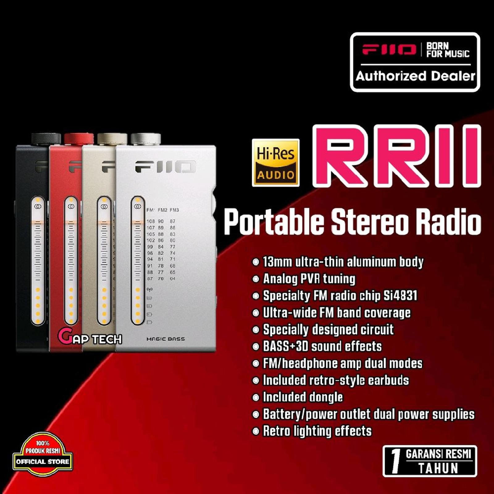 Fiio RR11 / RR-11 / RR 11 Portable Hi-Res Stereo FM Radio with Analog PVR Tuning Bass Radio Player Original