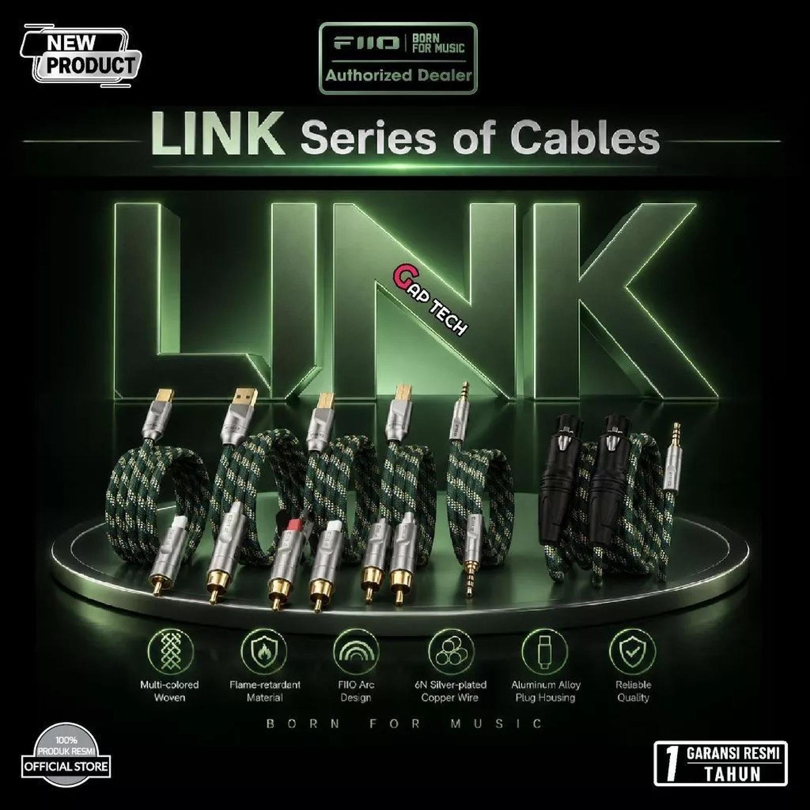 Fiio LINK Series USB / RCA / XLR / Coaxial Hi-Fi Audio Cables Silver Plated Monocrystalline Copper of Cables Original