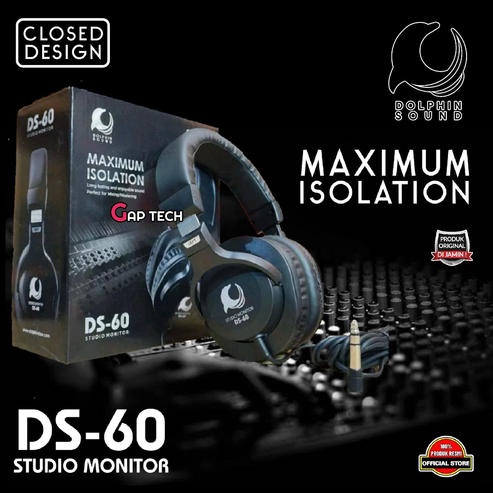 ISK Dolphin Sound DS60 / DS-60 / DS 60 40mm Closed Studio Monitor Headphone Original