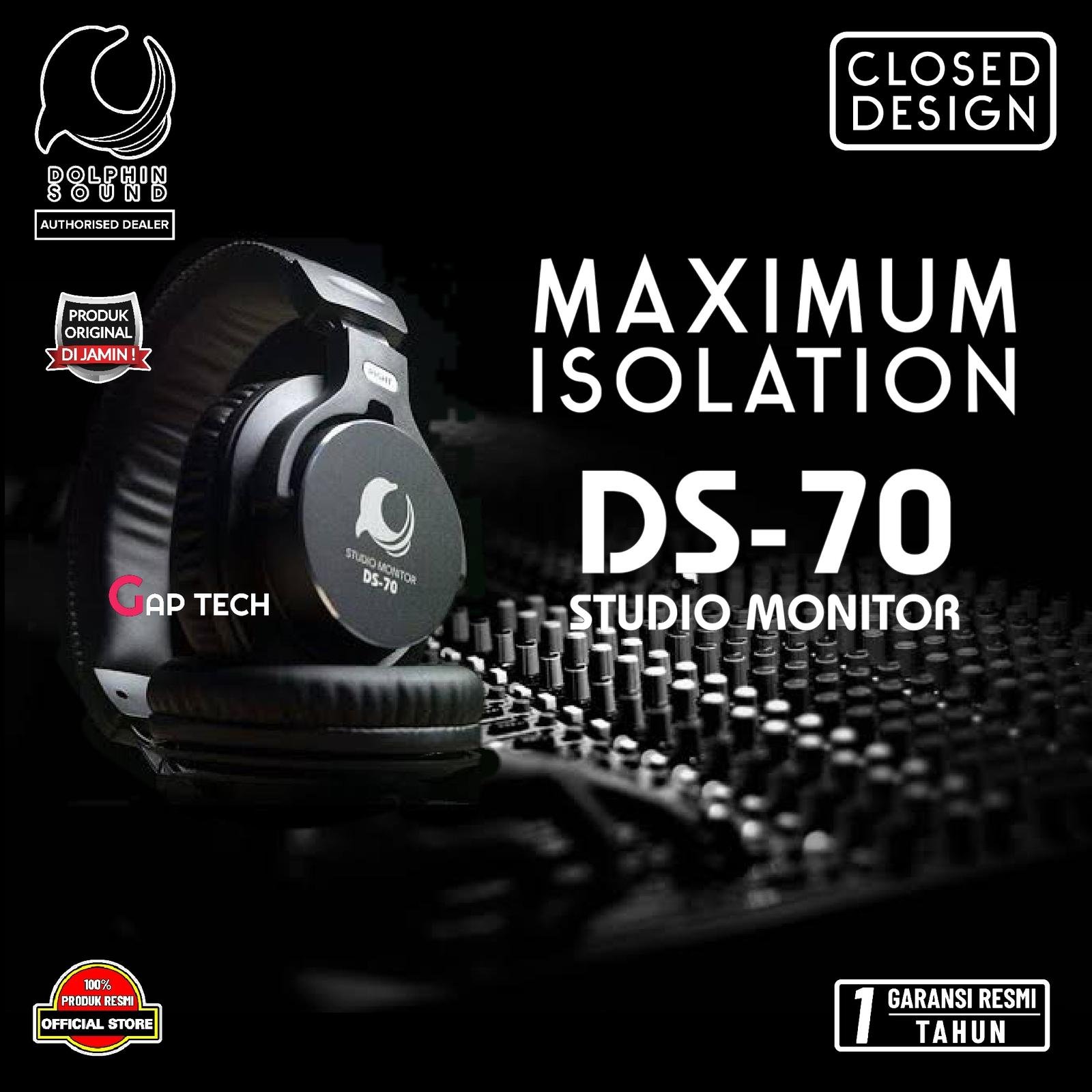 ISK Dolphin Sound DS-70 / DS 70 / DS70 45mm Closed Studio Monitor Headphone Original