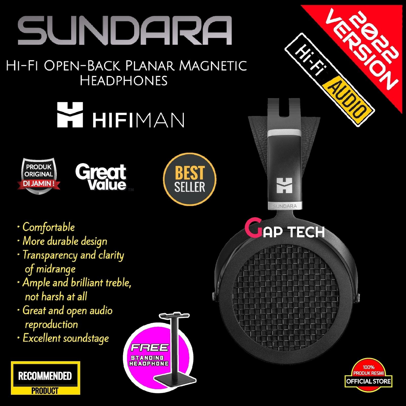 HIFIMAN SUNDARA Hi-Fi Open-Back Planar Magnetic Headphones Original