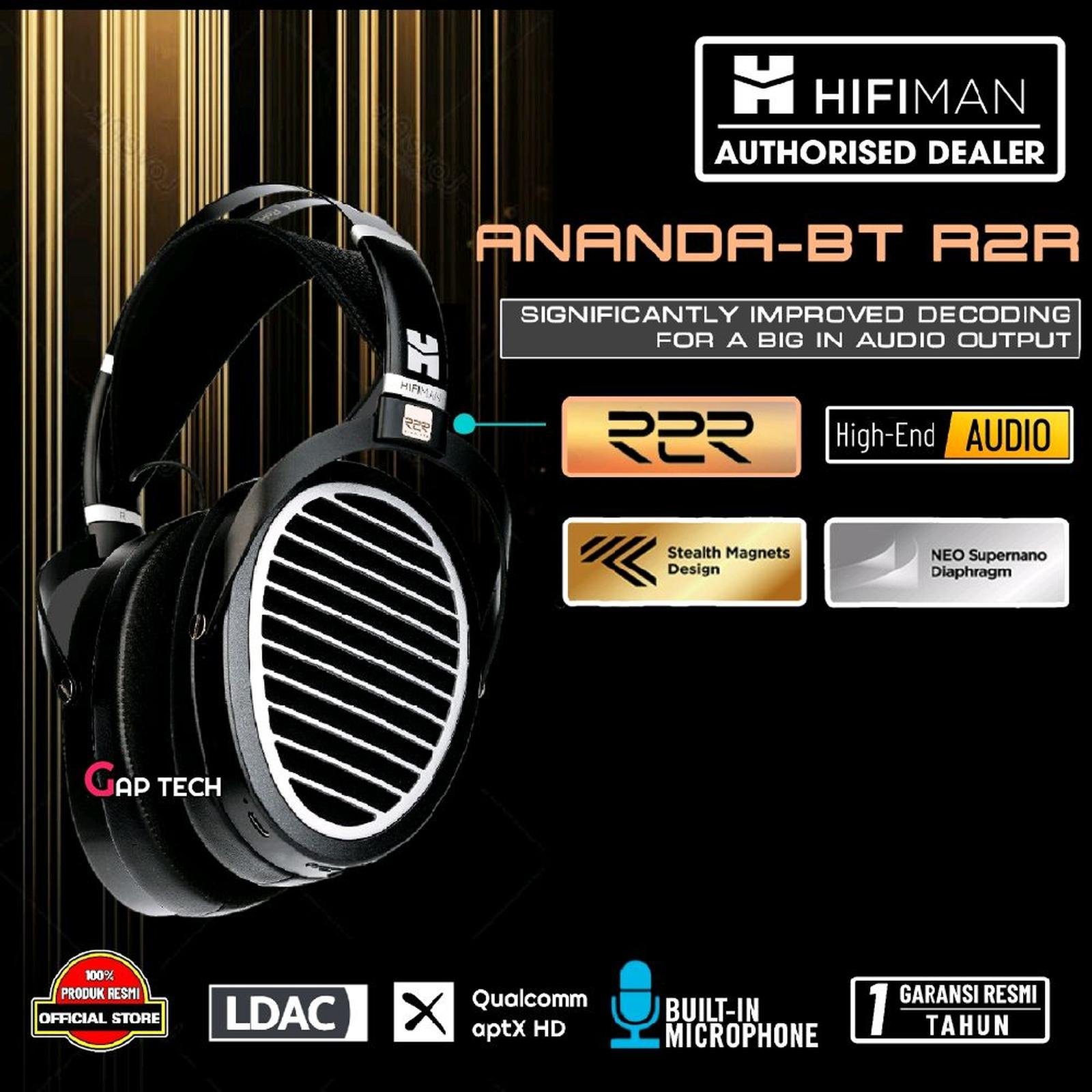 Hifiman Ananda BT R2R / AnandaBT R2R Hi-End Planar Magnetic Bluetooth Headphones with R2R DAC Technology - Open Back Headphone Original