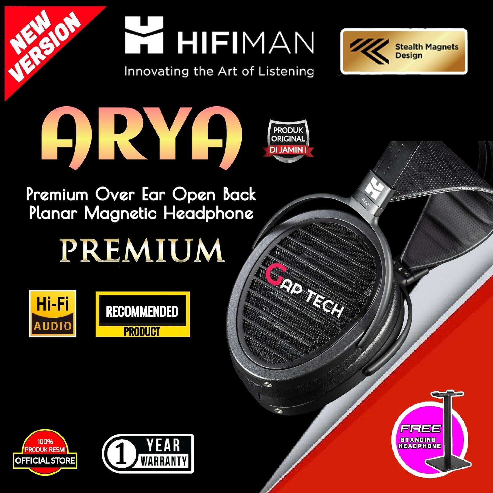HIFIMAN ARYA Stealth Magnets Premium Over Ear Open Back Planar Magnetic Headphones Original