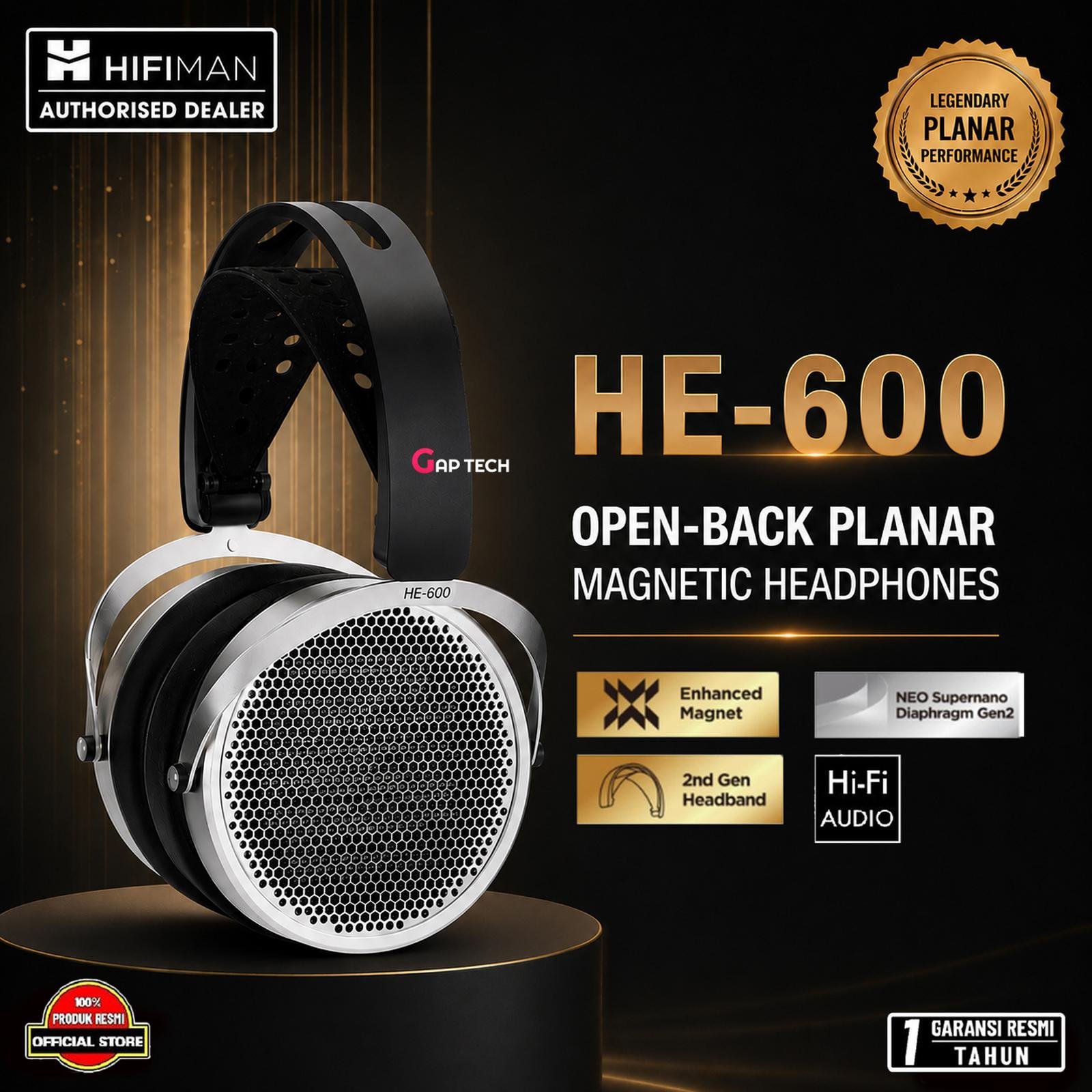 Hifiman HE-600 / HE600 / HE 600 Hifi Planar Magnetic Openback Headphone Original