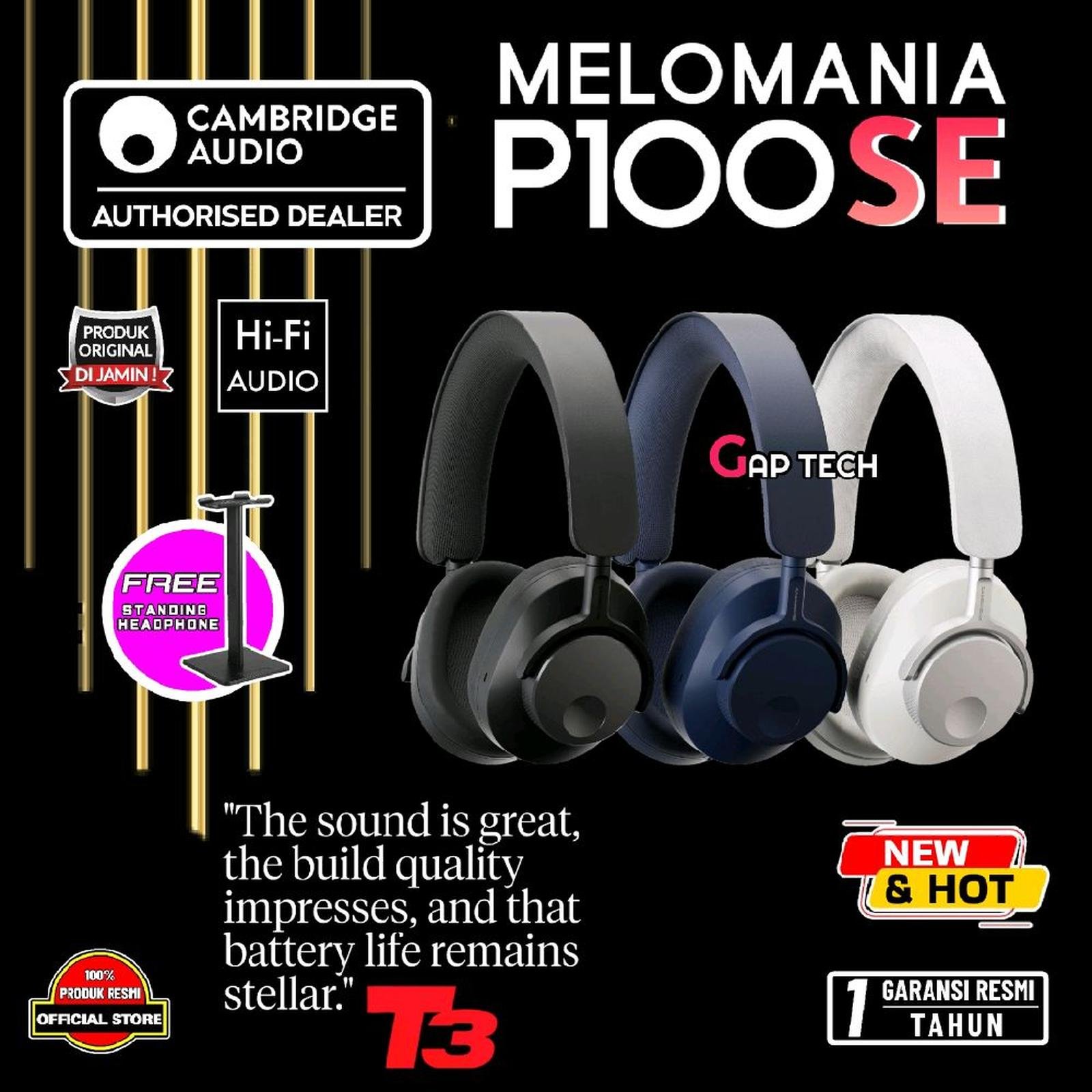 Cambridge Melomania P100 / P 100 / P100 SE / P100SE / P 100 SE Premium Hi-Fi Over-Ear Headphones with Active Hybrid Noise Cancellation Headphone Original