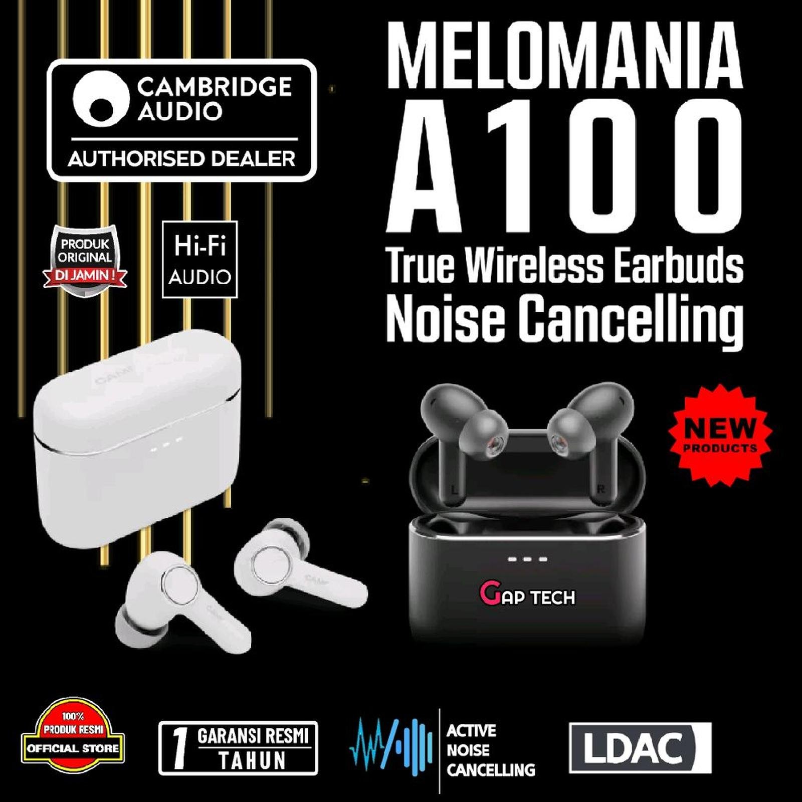 Cambridge Audio Melomania A100 / A-100 / A 100 Active Noise Cancelling True Wireless Earphones with LDAC and IPX5 / TWS Original