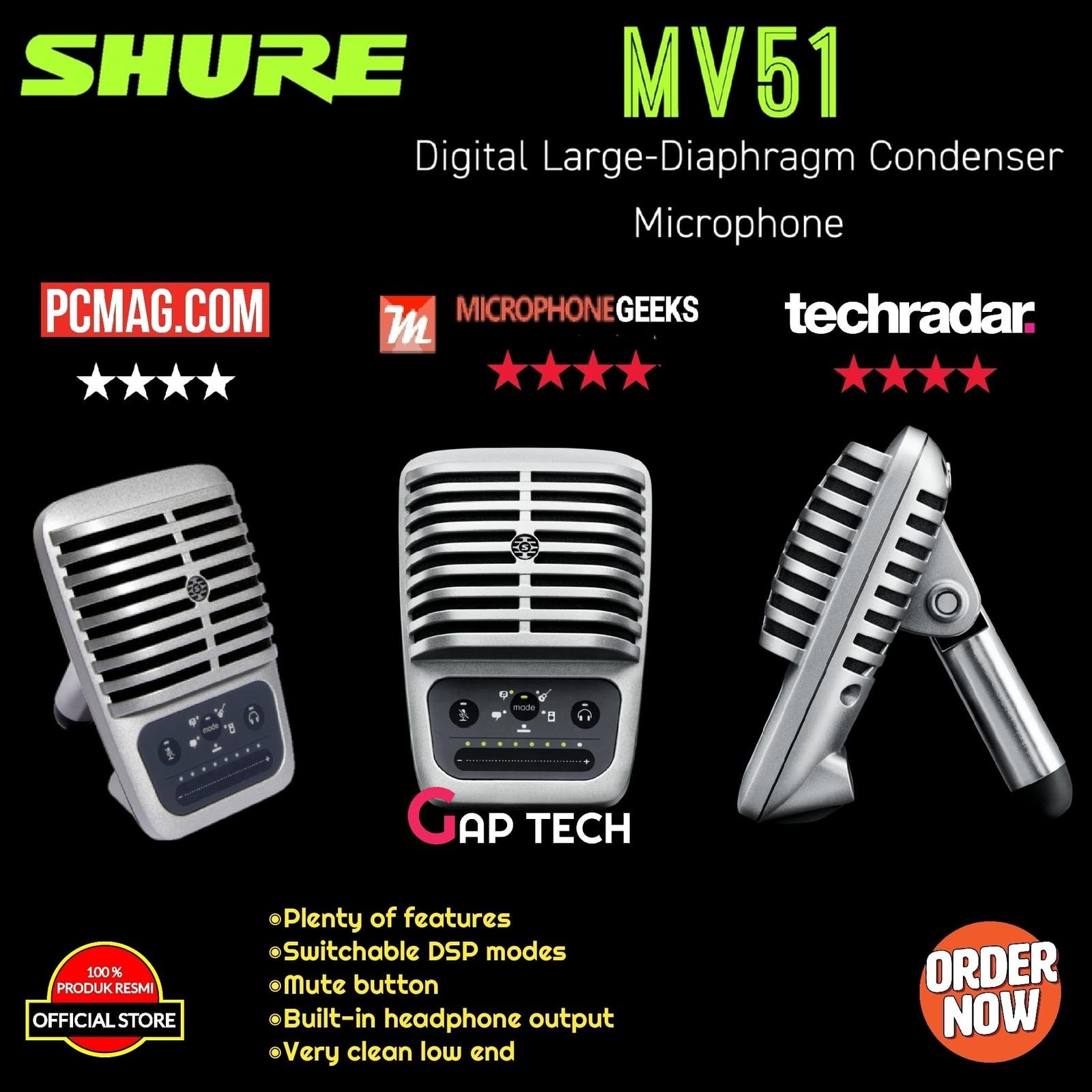 Shure Motiv MV51 / MV 51 Digital Large-Diaphragm Condenser Microphone Original