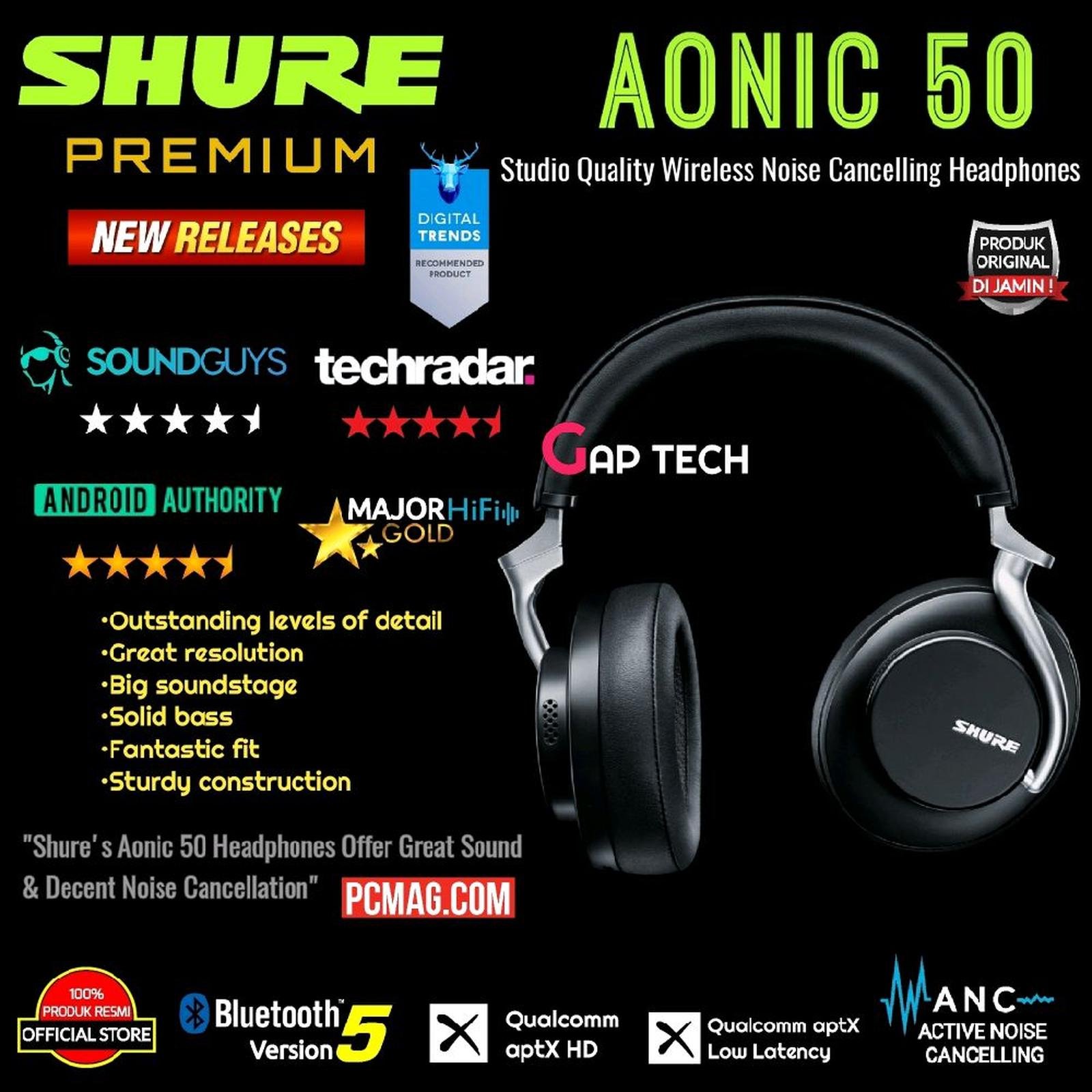 SHURE AONIC 50 Premium Over-Ear Wireless Noise Cancelling Headphones Original