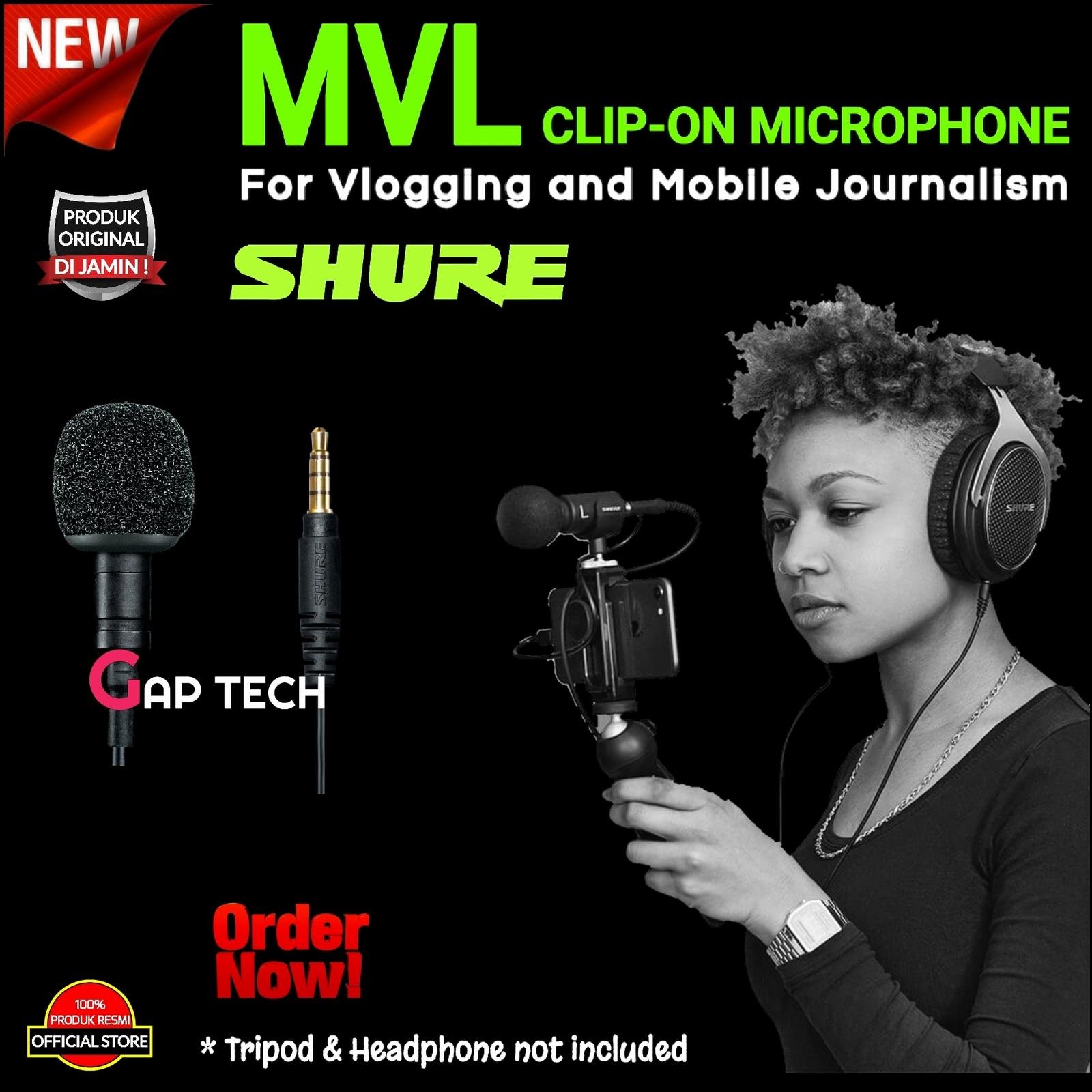 SHURE MVL / MV L Lavalier Microphone for Smartphone or Tablet Original