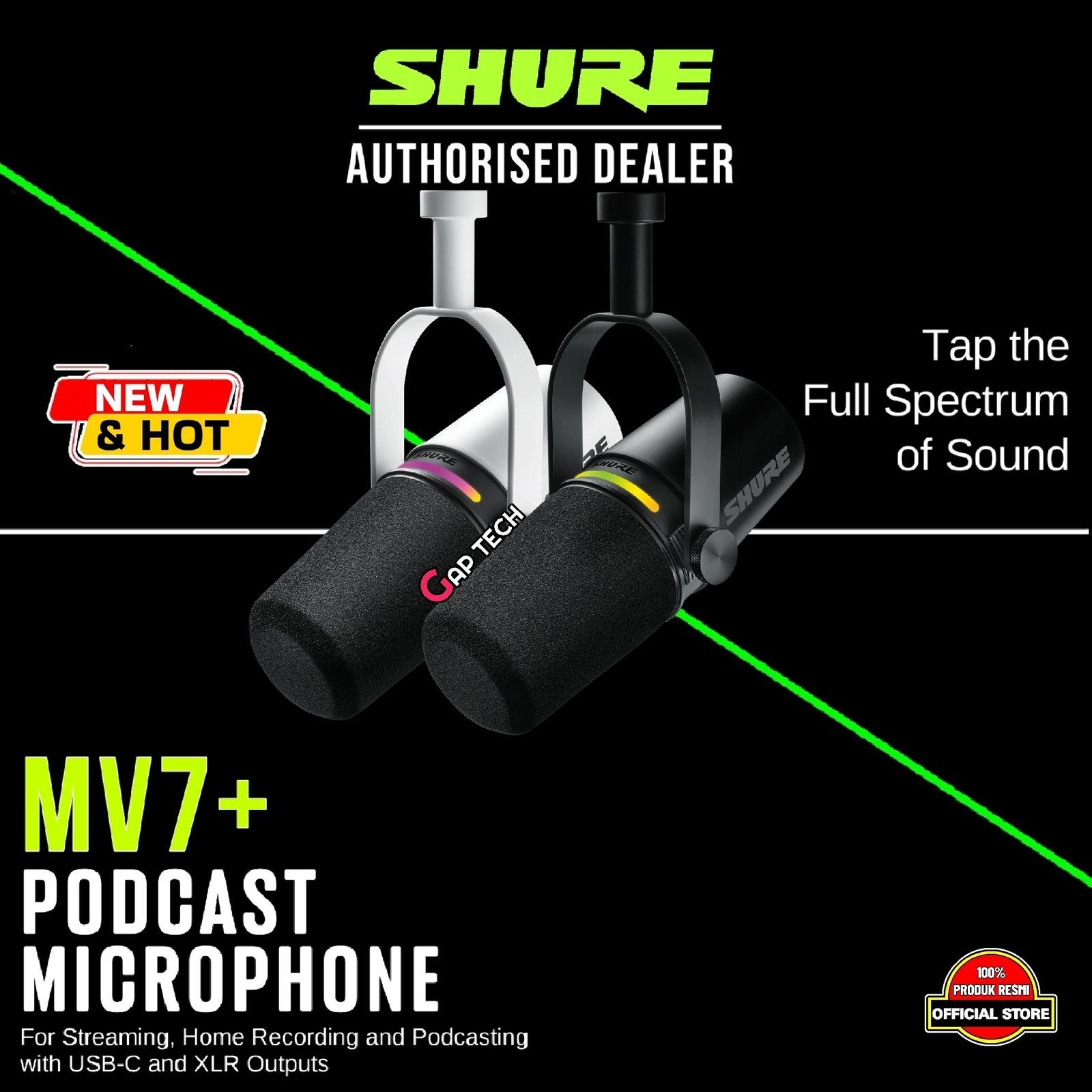 SHURE MV7 / MV 7 / MV7X XLR / MV7 X / MV 7X / MV7+ / MV7 + / MV7 Plus / MV7Plus Podcast Microphone For Podcasters, Gamers, Musicians Original