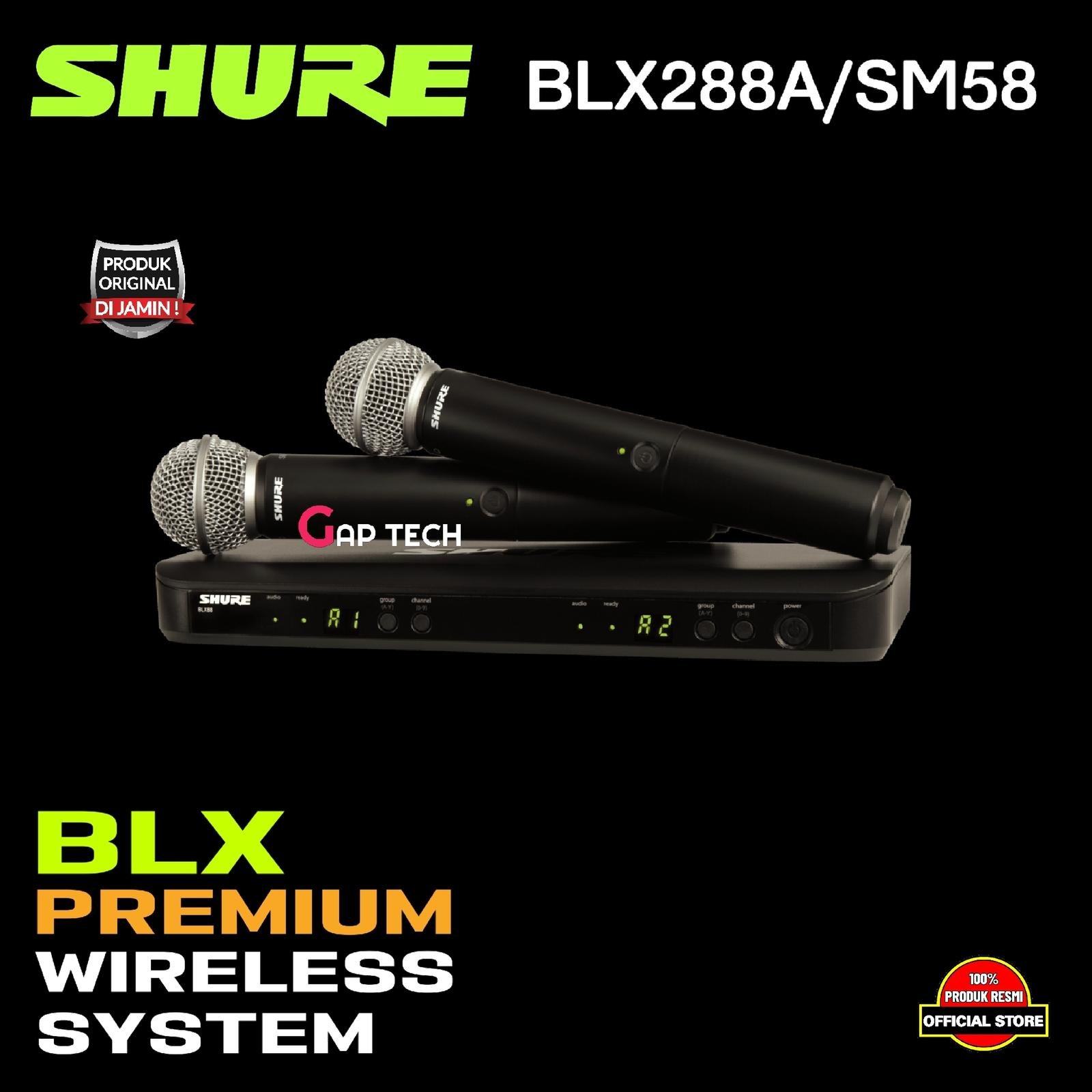 Shure BLX288/SM58 - BLX288A/SM58 Dual Wireless Vocal System with SM58 Original