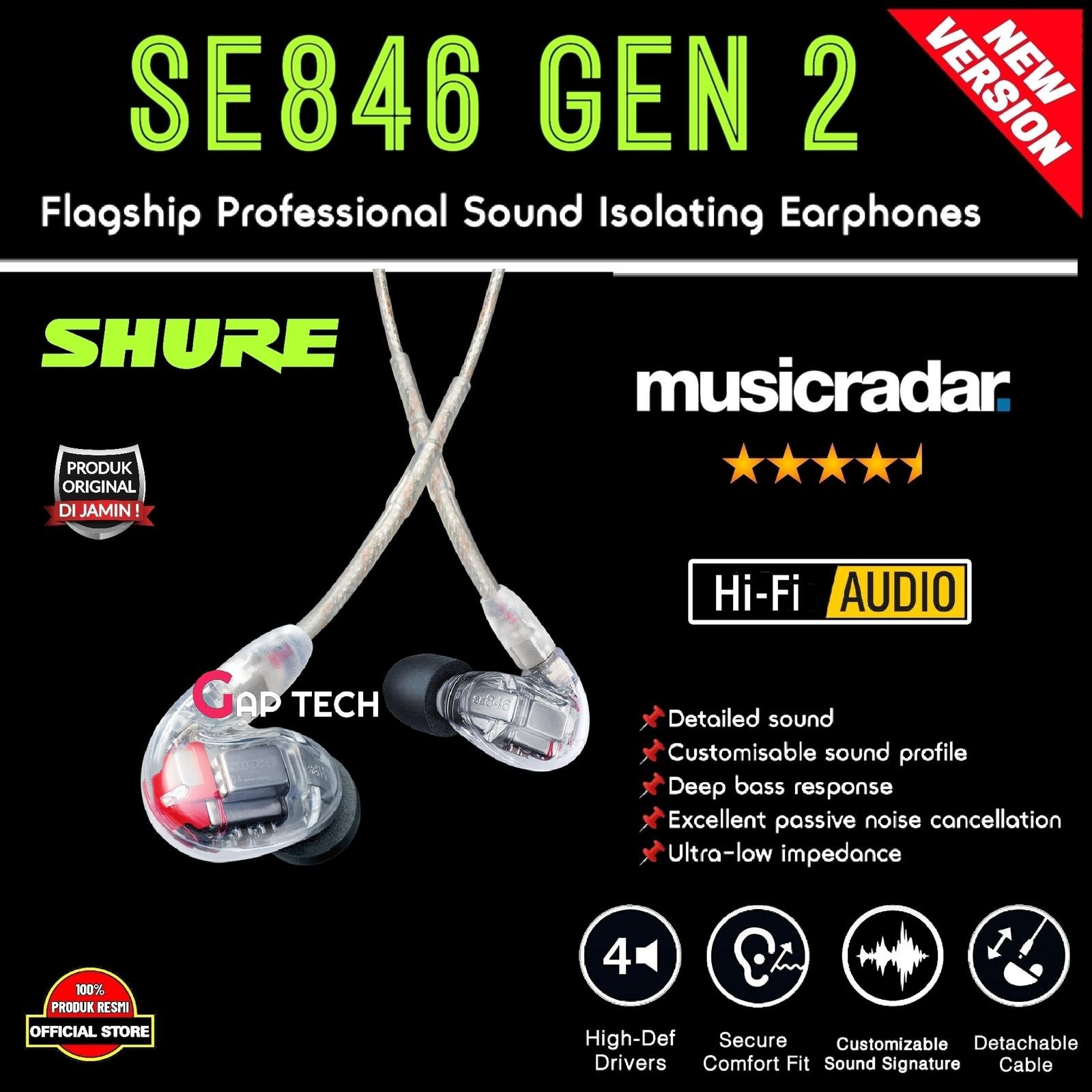 SHURE SE846 / SE 846 Gen 2 Gen2 Flagship Sound Isolation Earphones iem Original